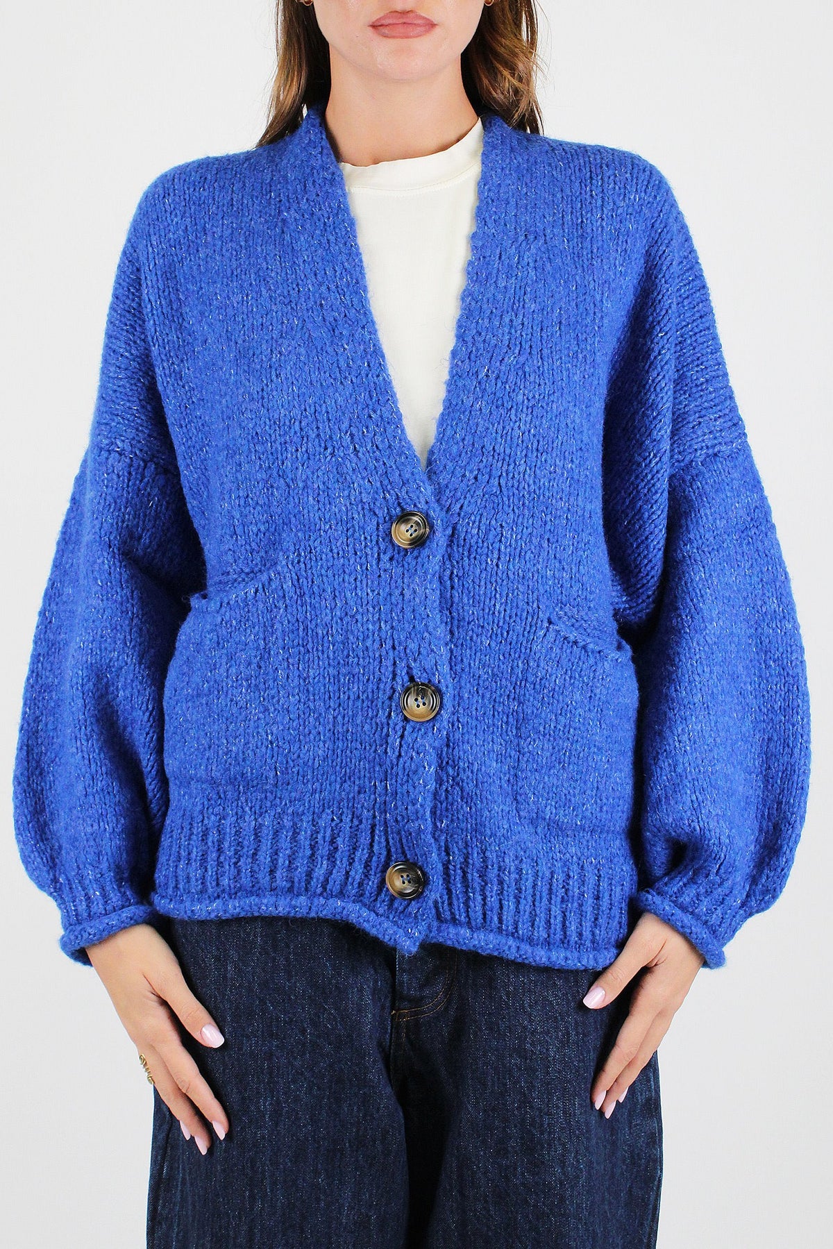 Haveone - Cardigan tre bottoni over in misto lana