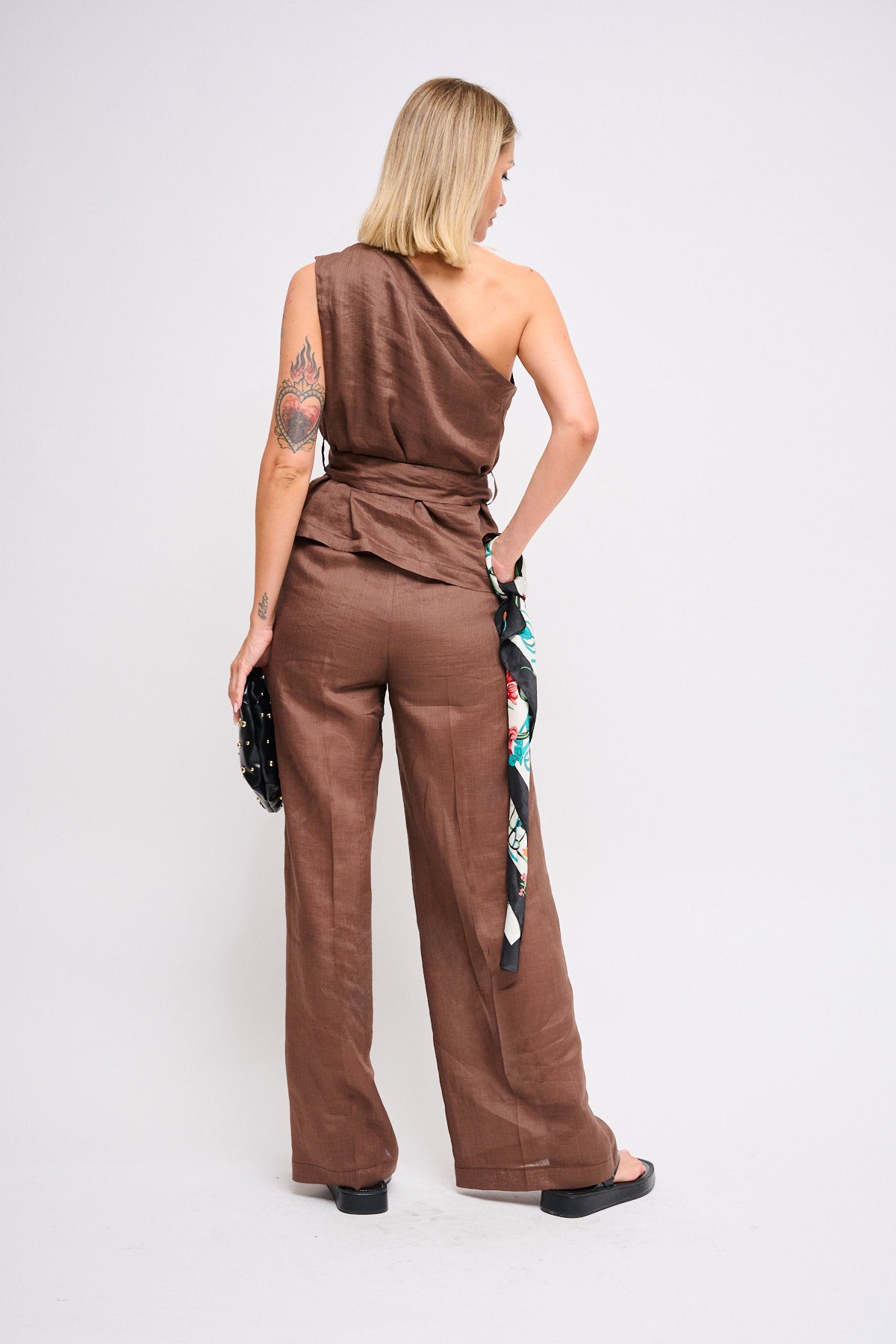 Maryley - Pantalone in lino con pinces