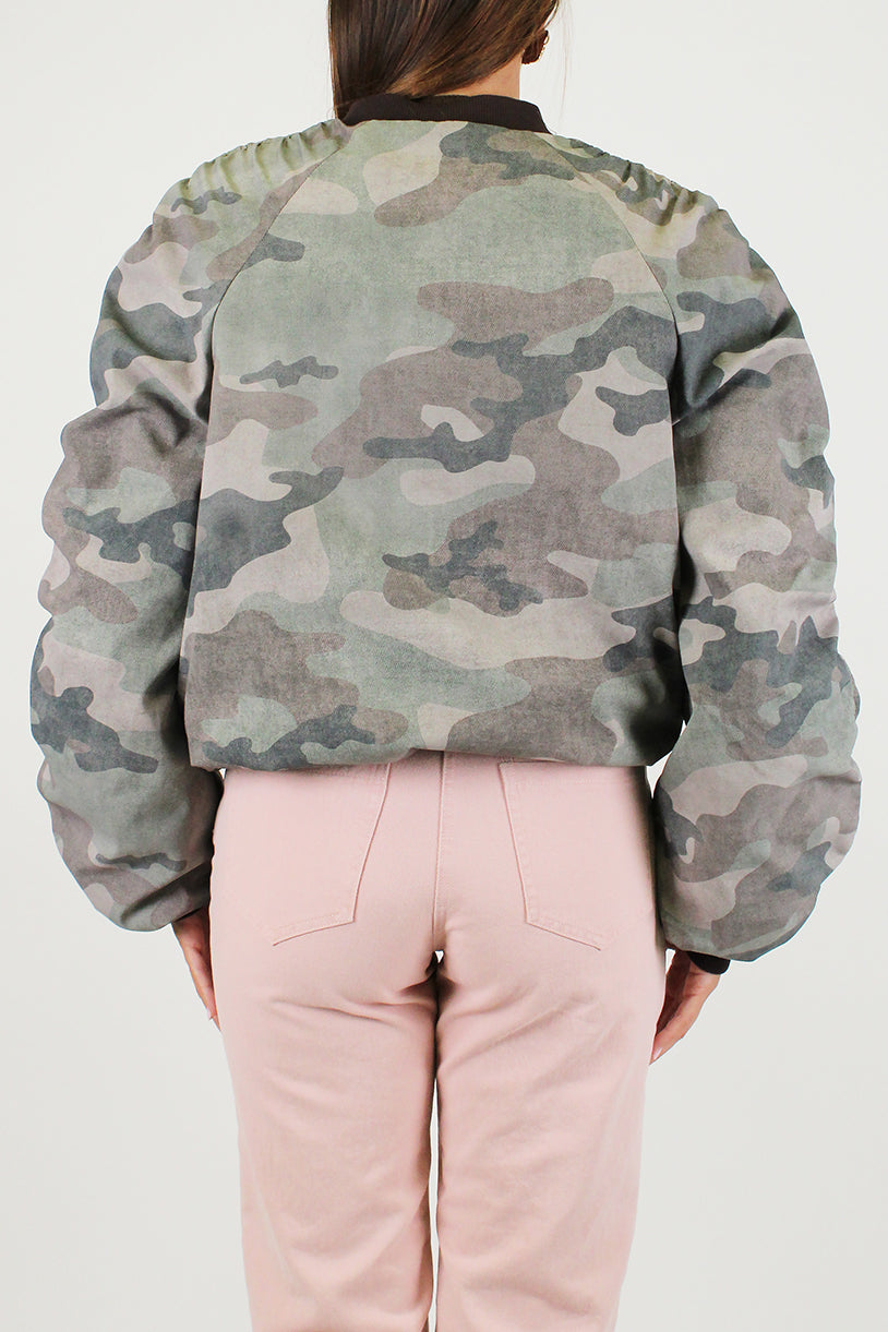 Haveone - Bomber fantasia camouflage con collo coreano