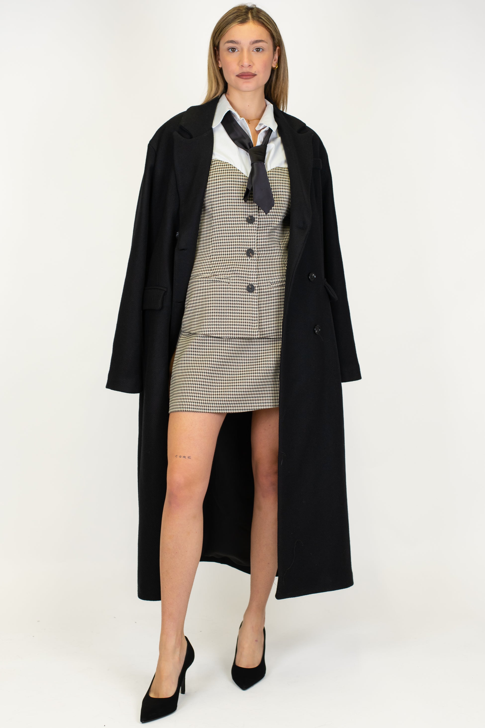 Haveone - Cappotto lungo doppiopetto in misto lana