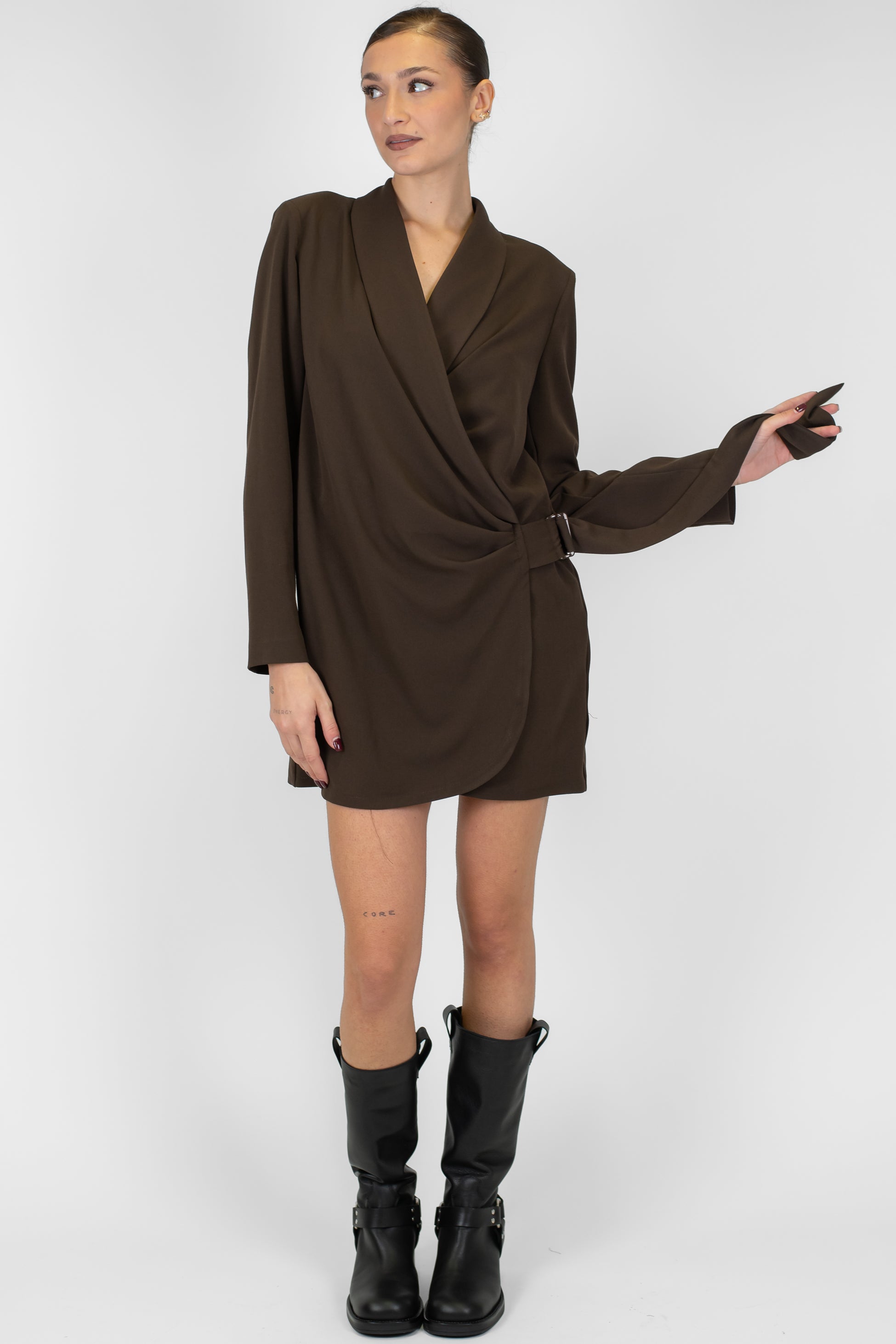 Motel - Abito corto a portafoglio tinta unita