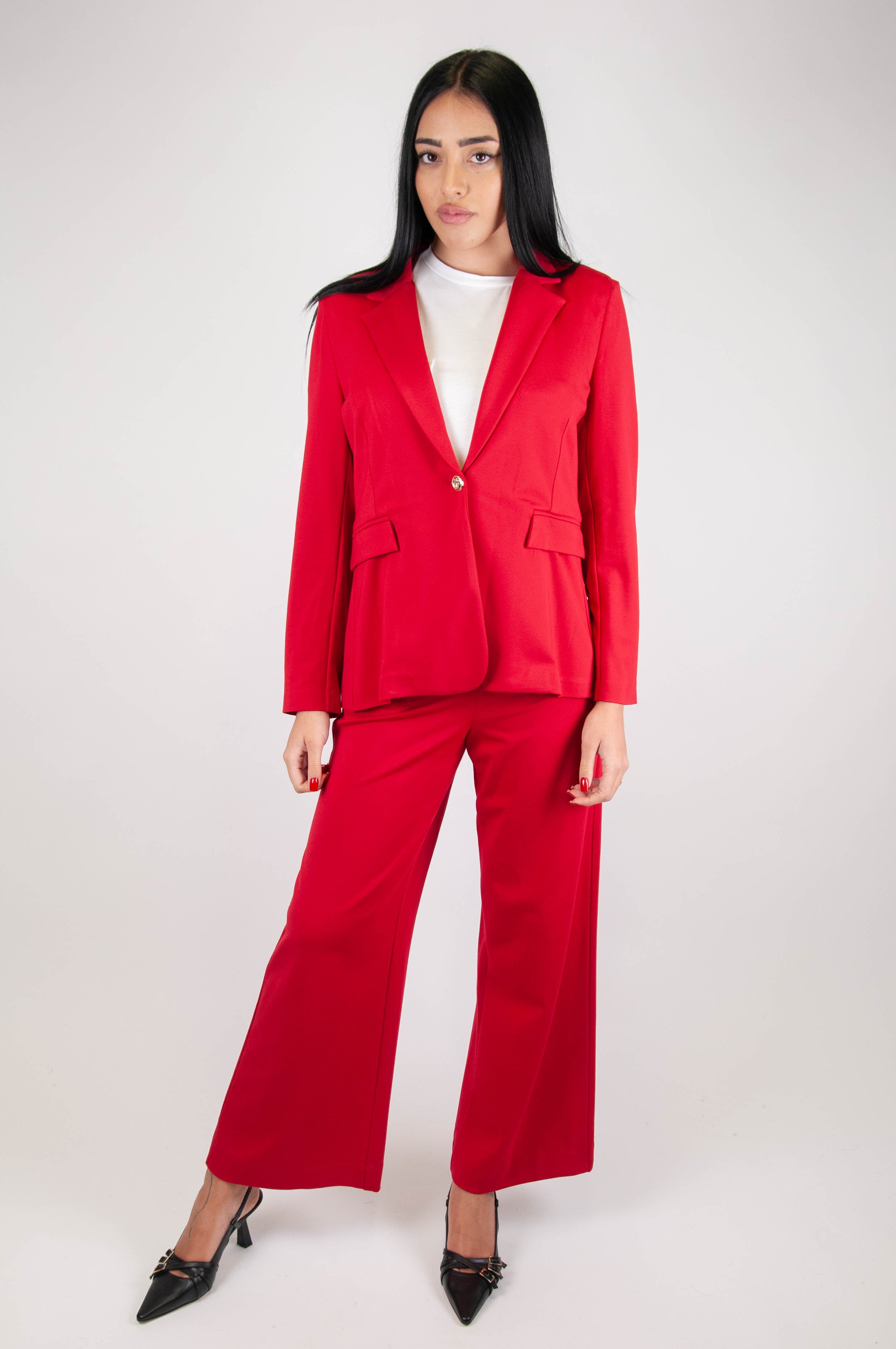 Tension in - Milano stitch palazzo trousers with front pockets