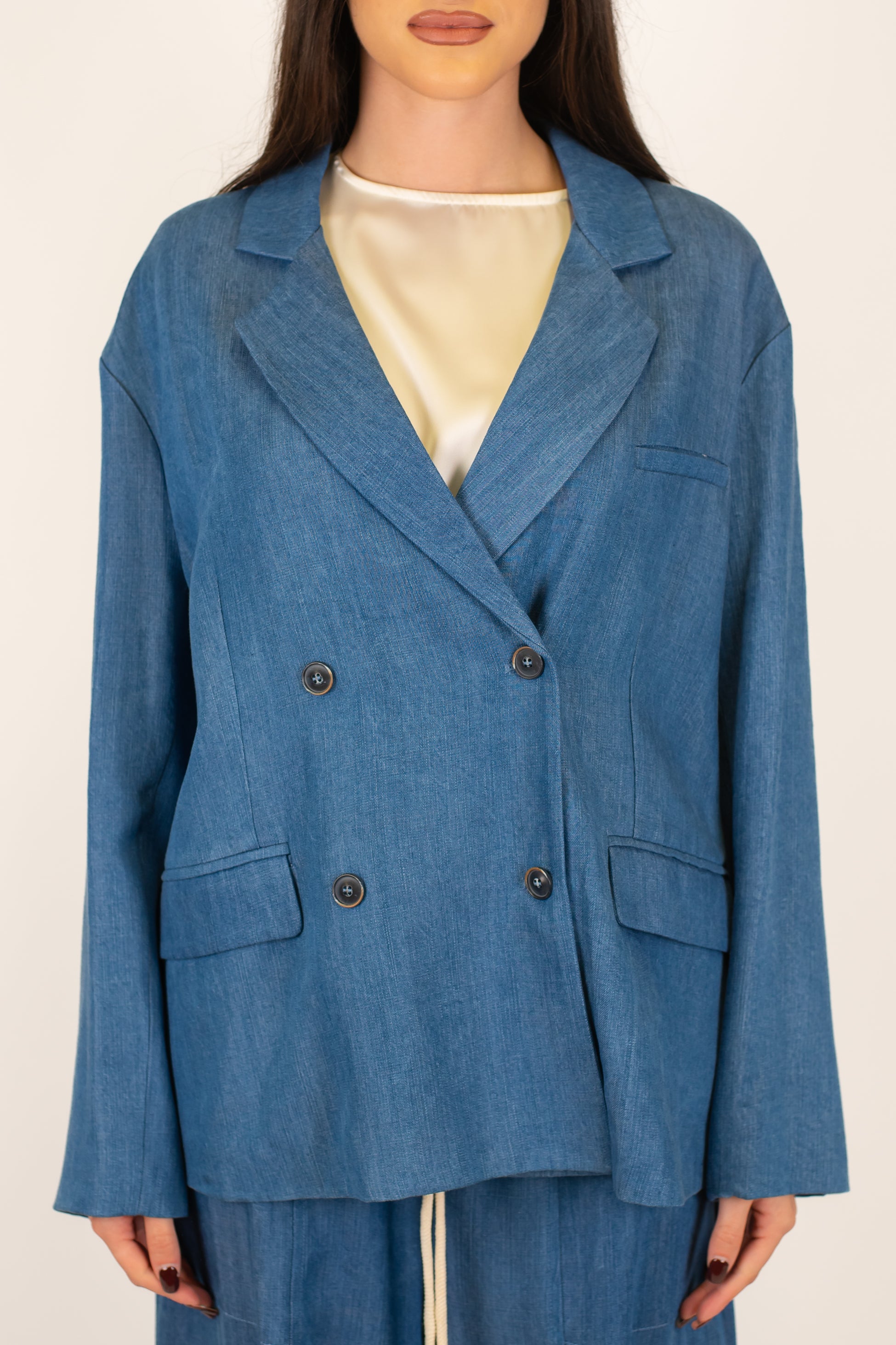 Tensione in - Giacca doppiopetto over in lyocell effetto denim