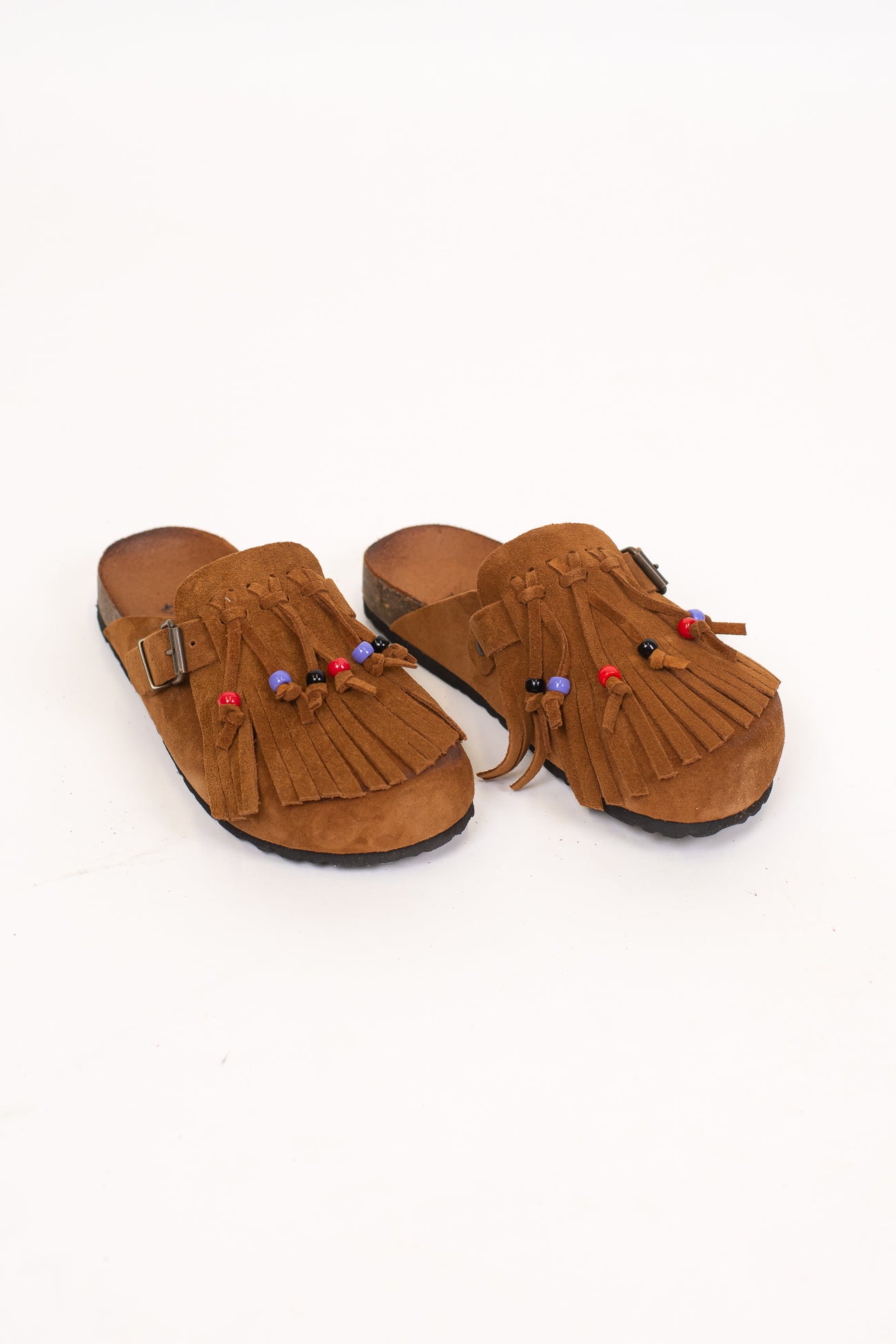 Ovyé - Mules in suede con frange e perline