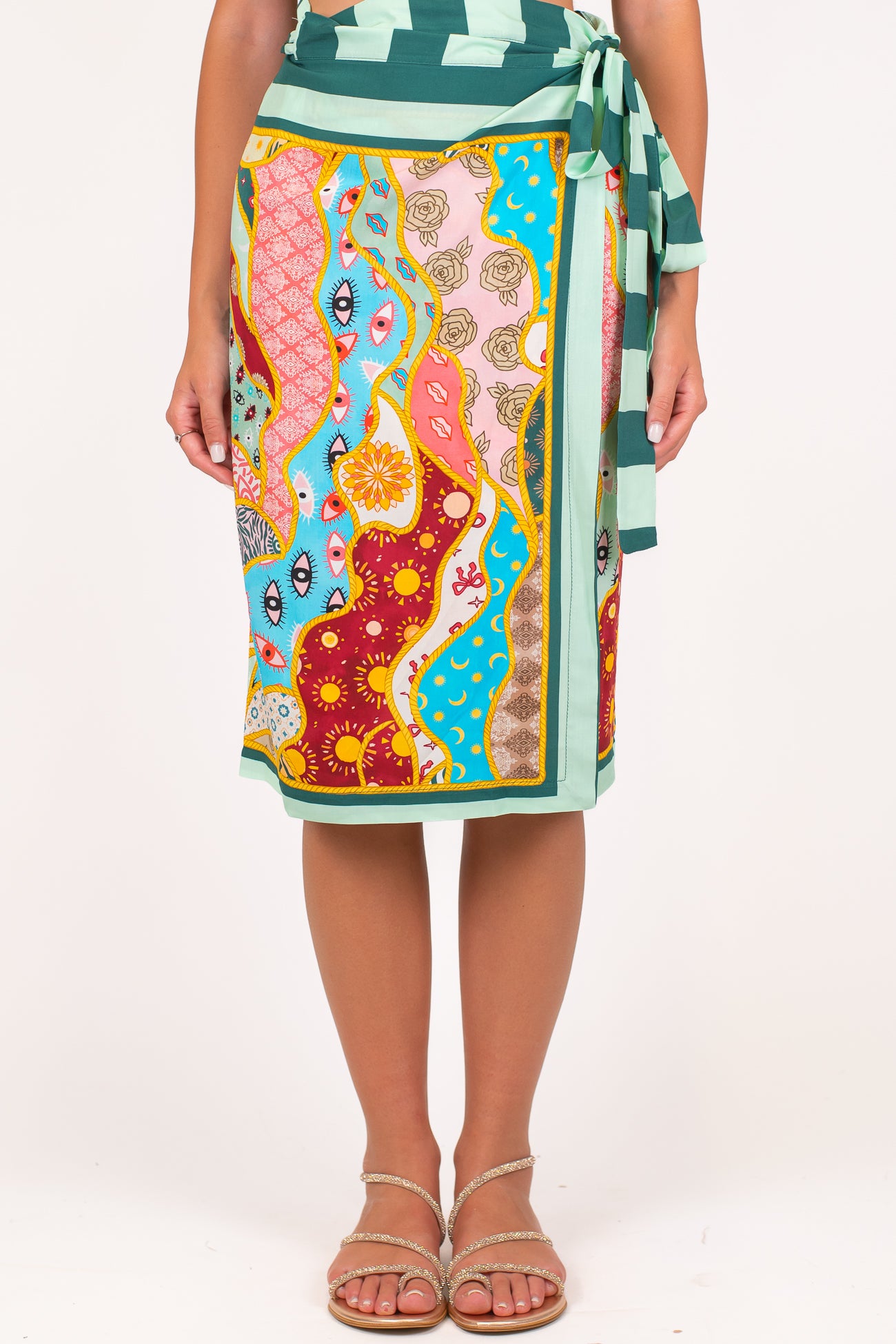 Dixie - Gonna pareo in viscosa leggera fantasia multicolor