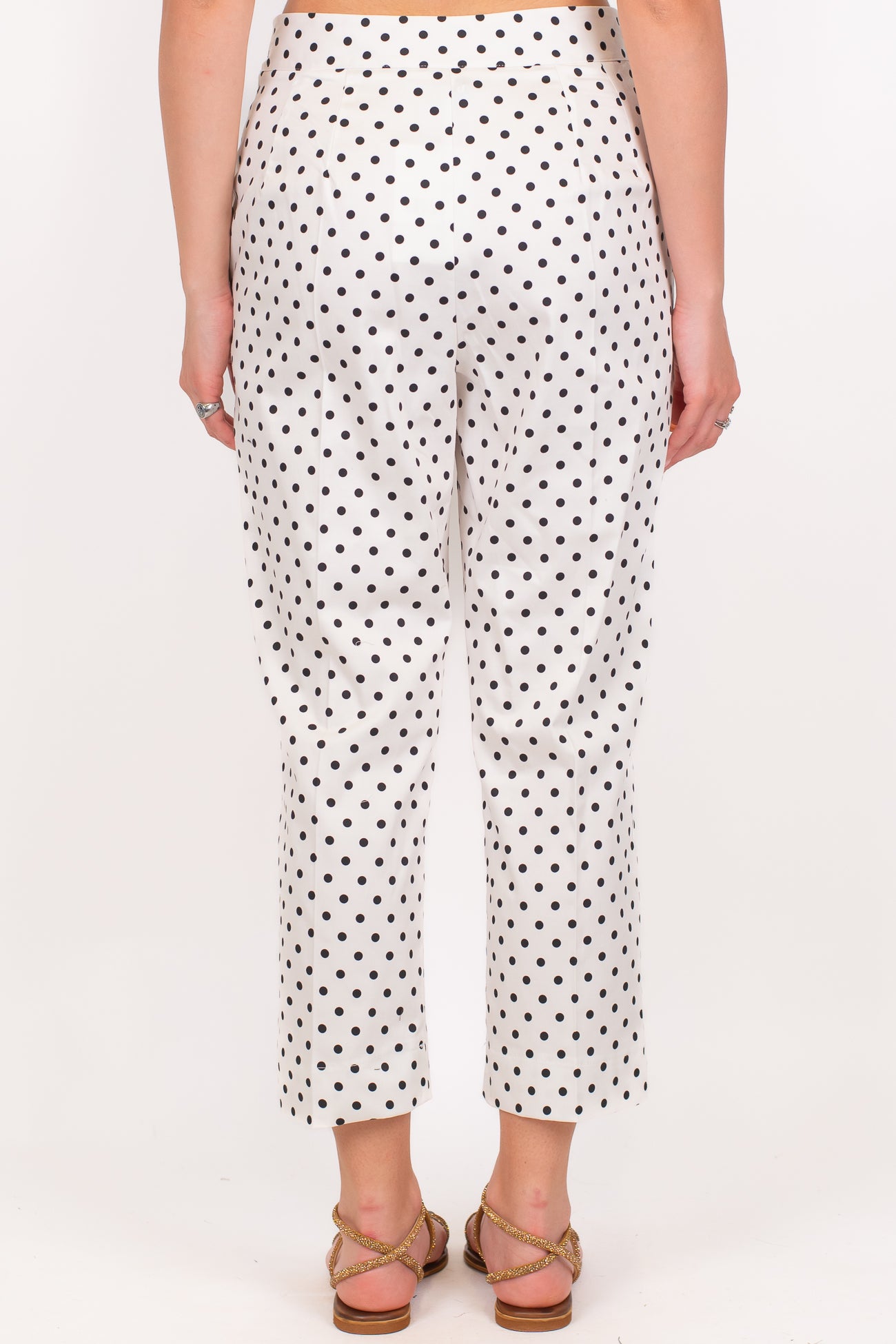 Dixie - Pantalone capri fantasia pois in cotone