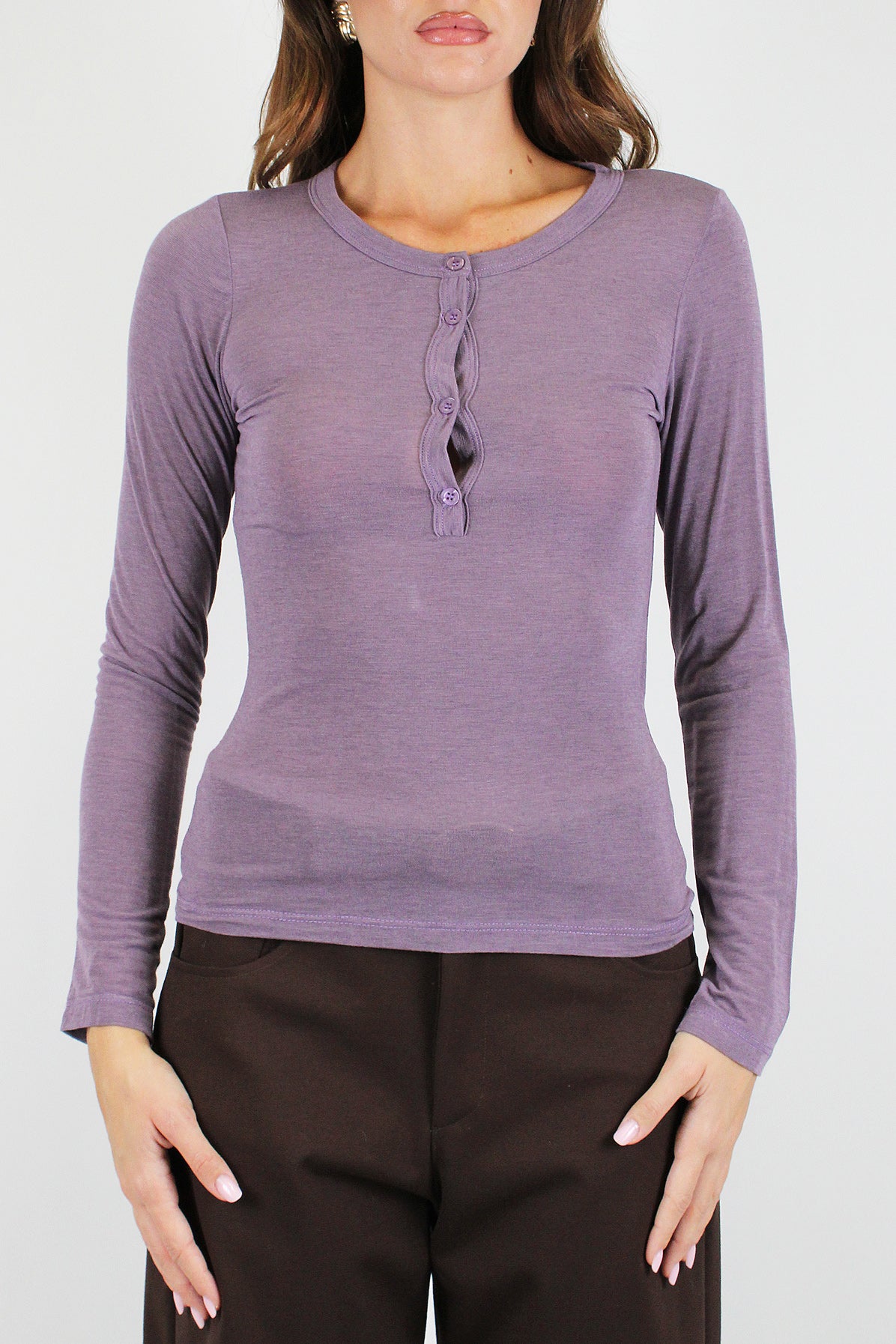 Dixie - Maglia serafino basic in misto cashmere