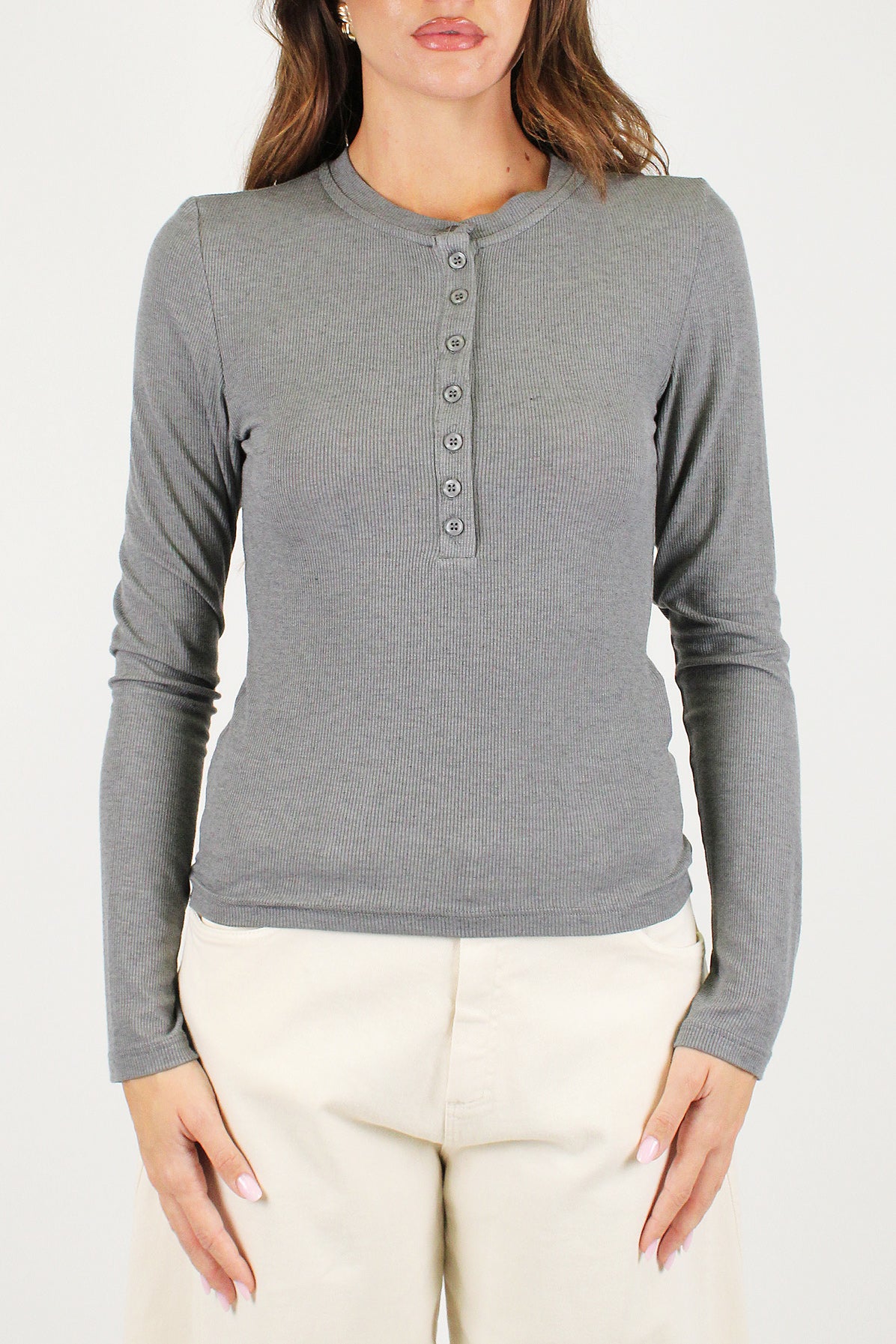 Dixie - Maglia serafino a costine basic in misto cashmere