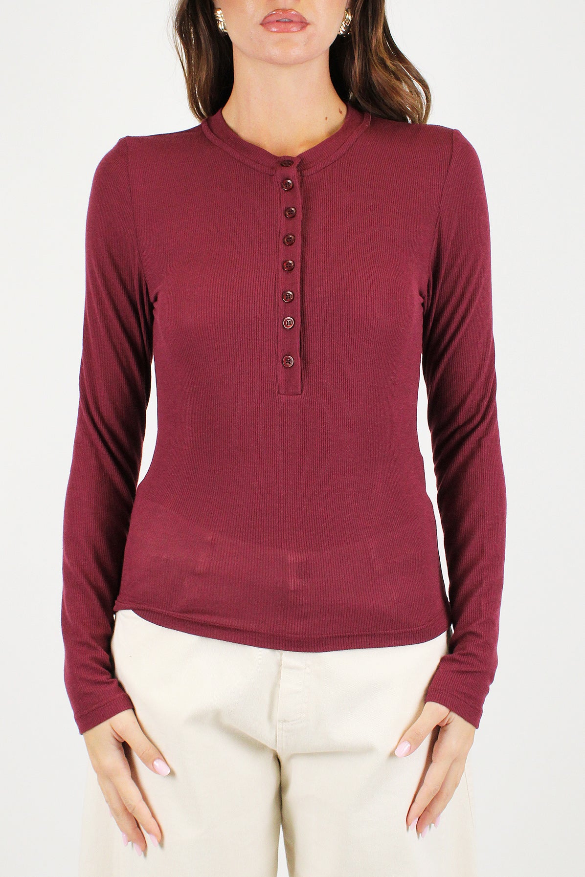 Dixie - Maglia serafino a costine basic in misto cashmere