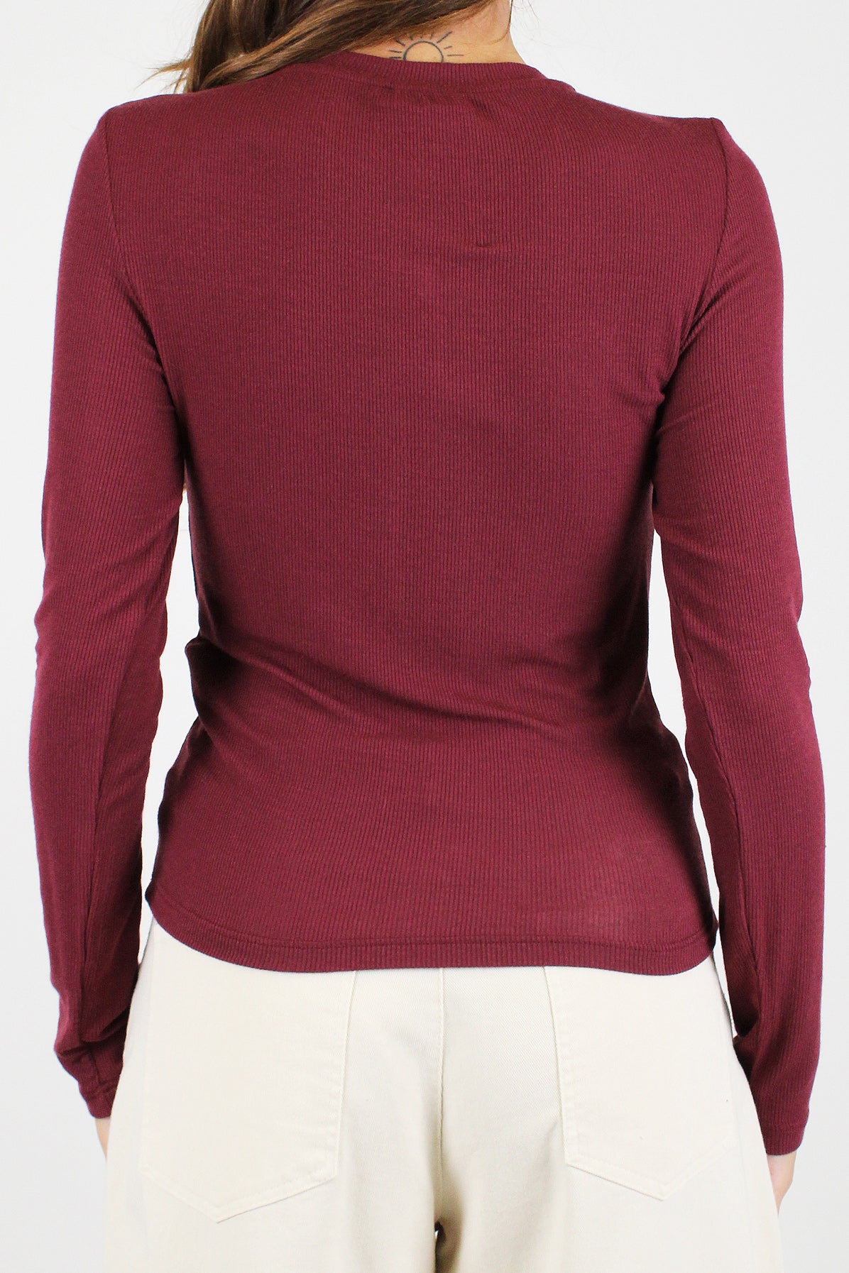 Dixie - Maglia serafino a costine basic in misto cashmere