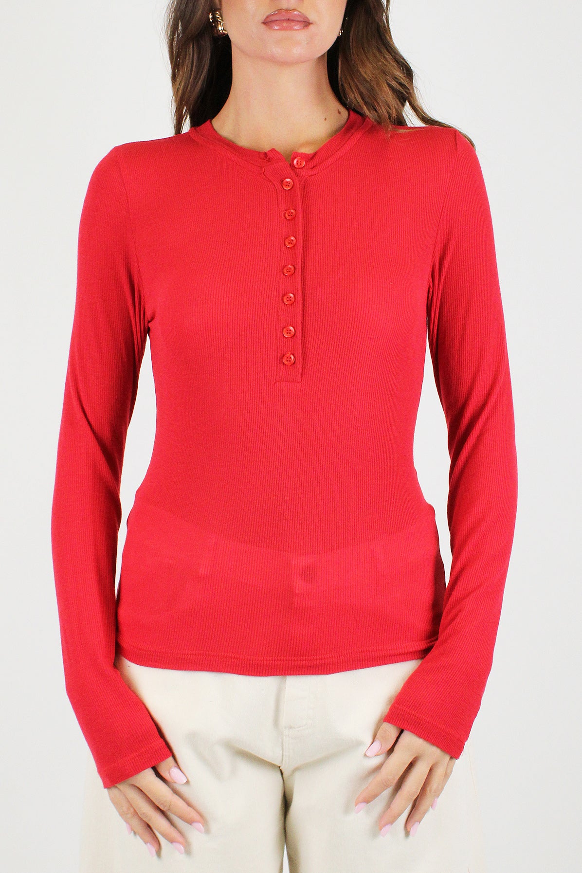 Dixie - Maglia serafino a costine basic in misto cashmere
