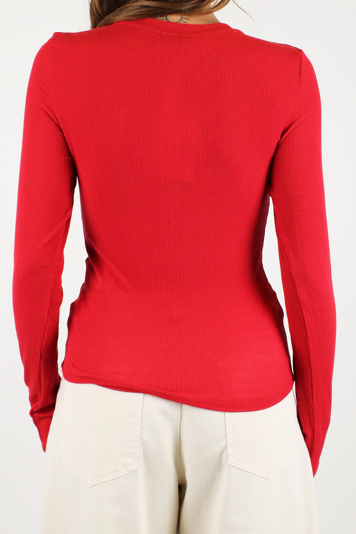 Dixie - Maglia serafino a costine basic in misto cashmere