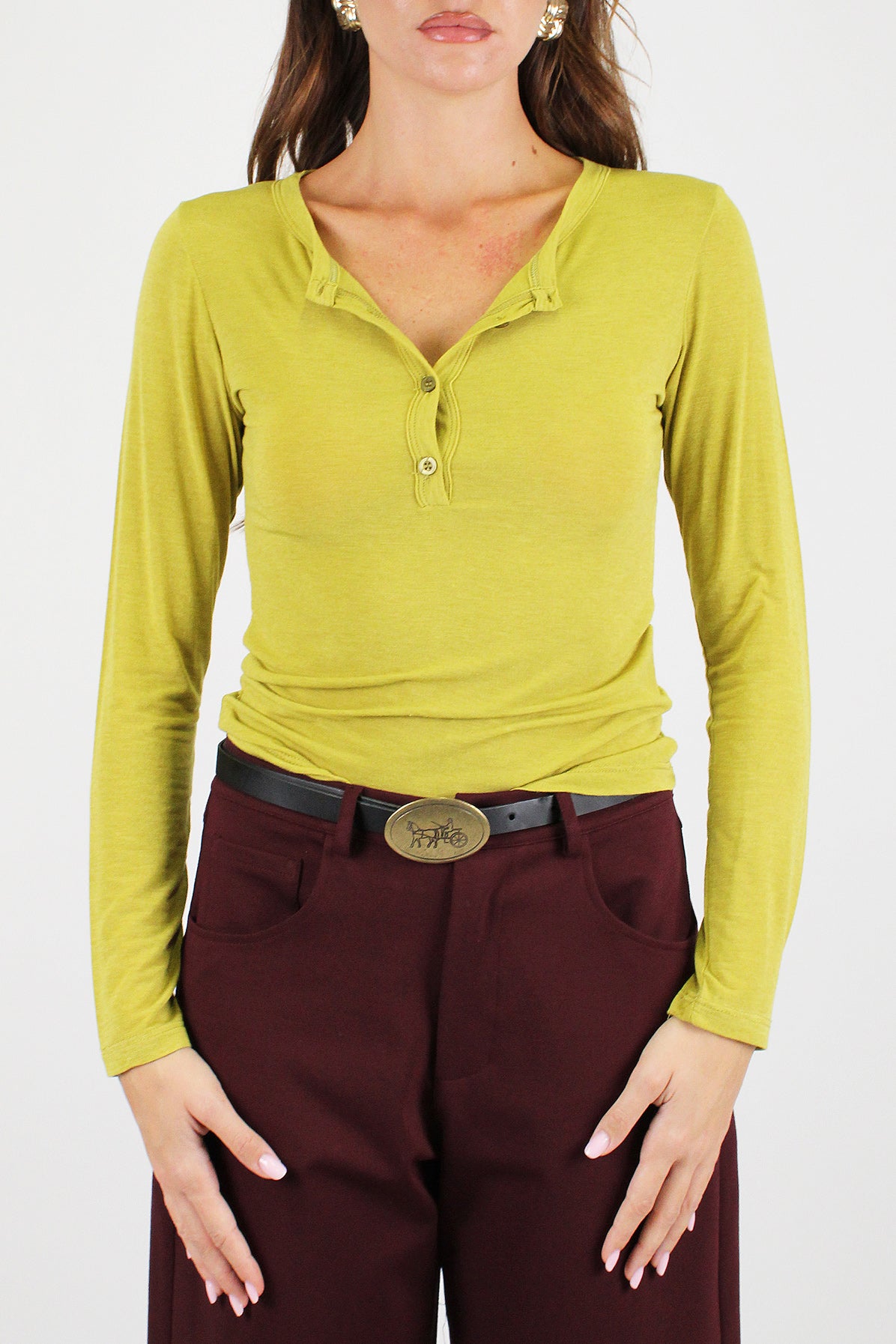 Dixie - Maglia serafino basic in misto cashmere