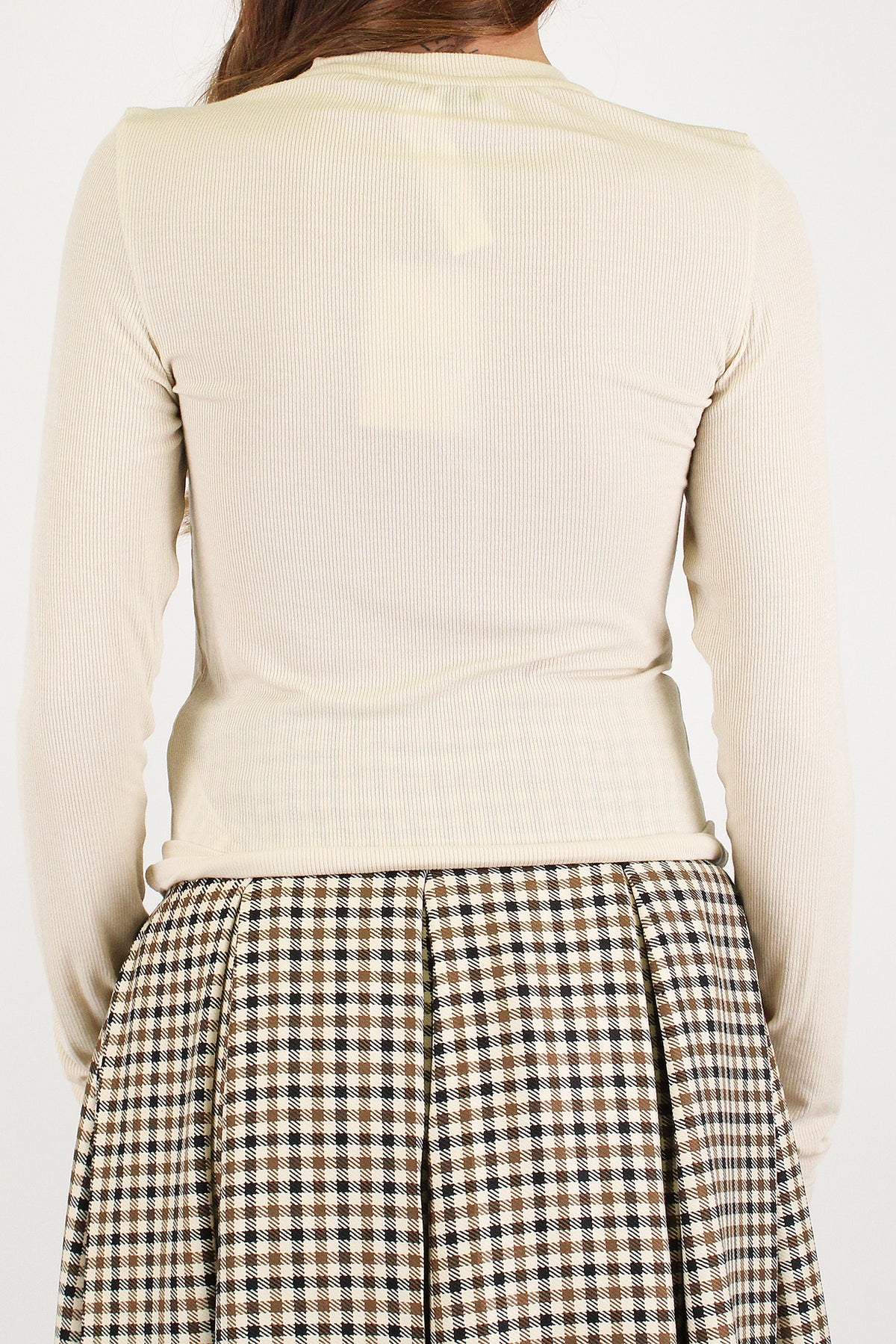 Dixie - Maglia serafino a costine basic in misto cashmere