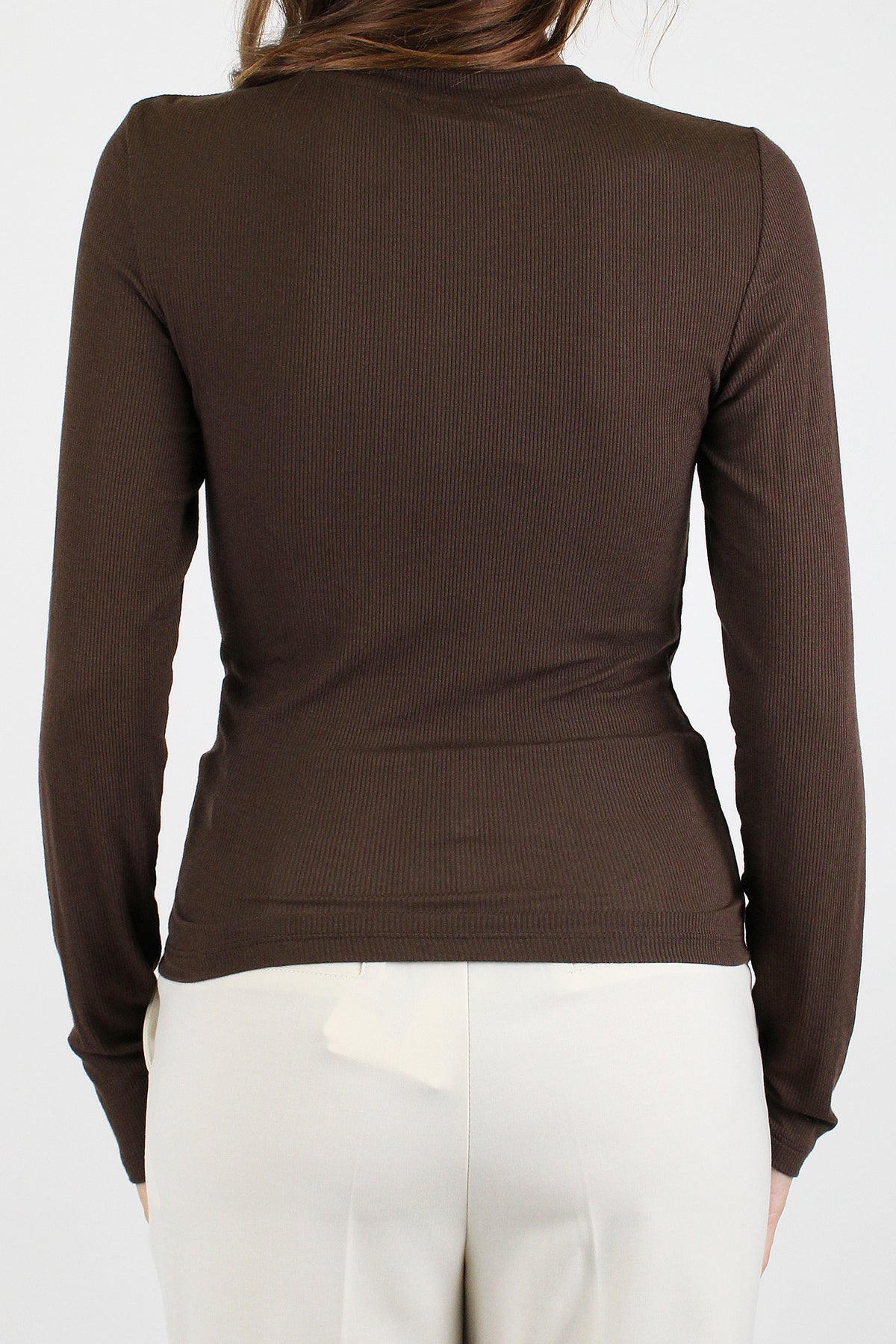 Dixie - Maglia serafino a costine basic in misto cashmere