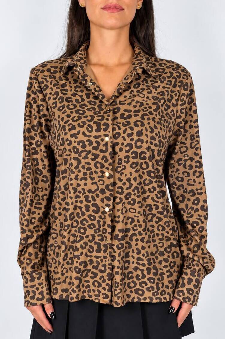 Souvenir - Camicia in suede fantasia animalier