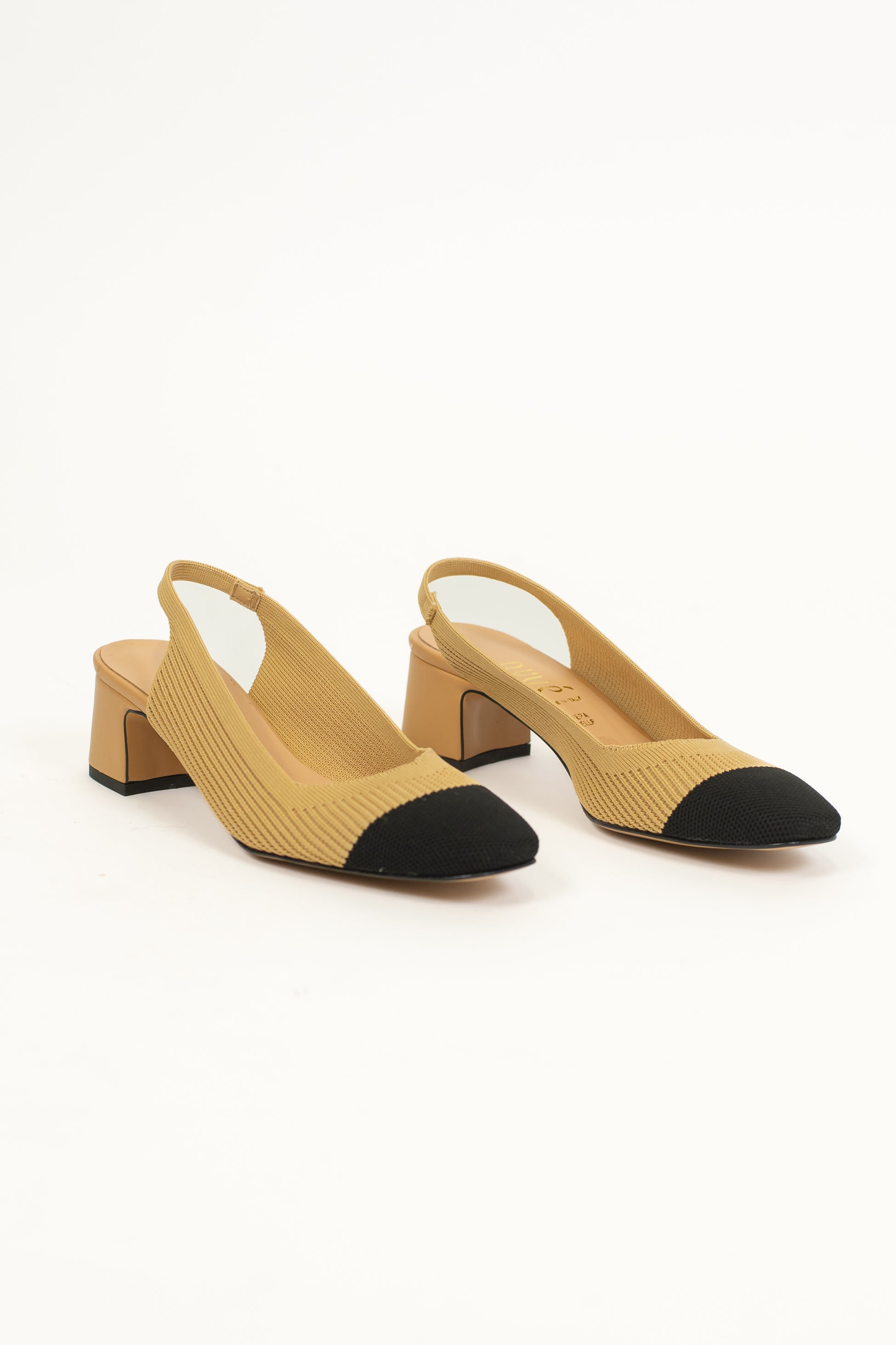 Ovyé - Slingback in maglia tramata con punta a contrasto