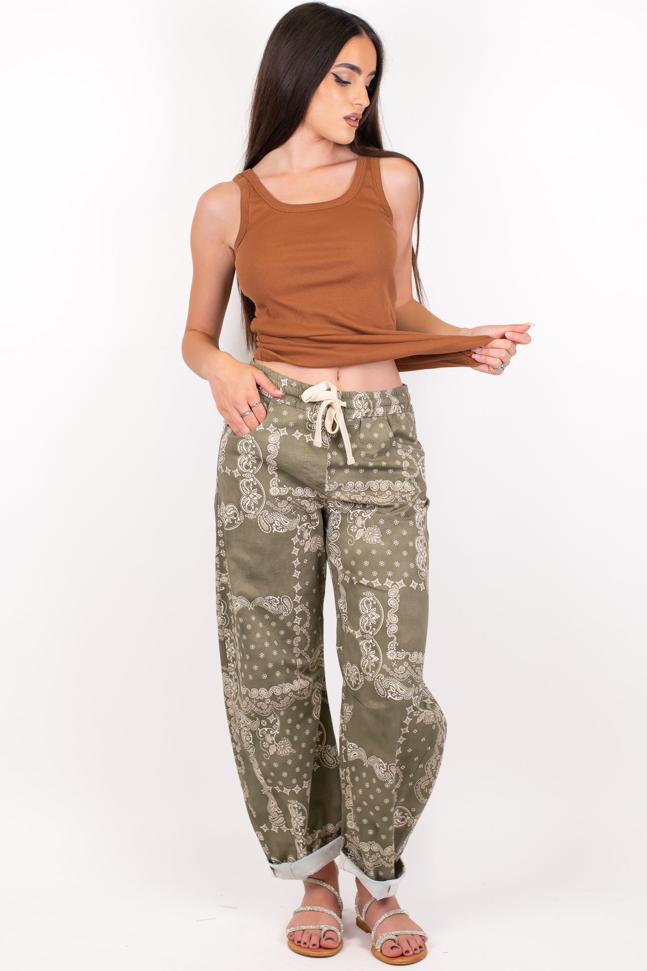 Motel - Pantalone balloon fantasia bandana con coulisse