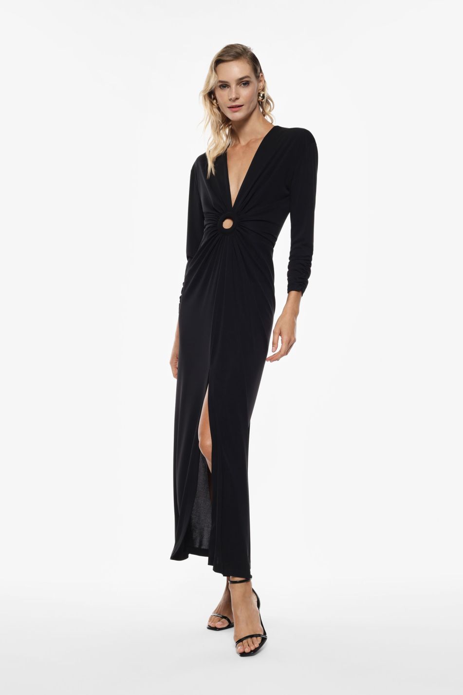 Imperial - Abito lungo con maniche lunghe e anello centrale