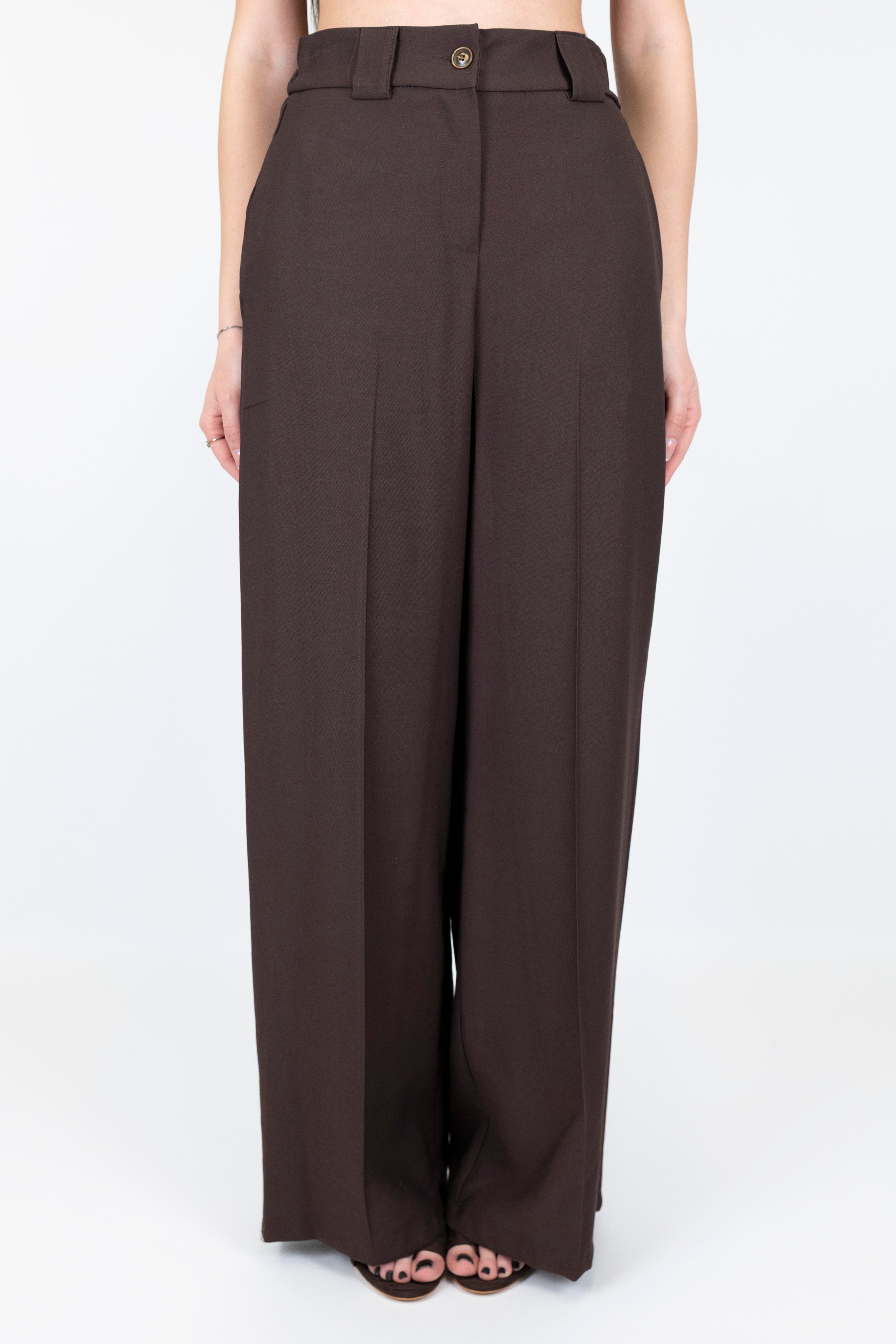 Tensione in - Pantalone palazzo in viscosa leggera con elastico sul retro