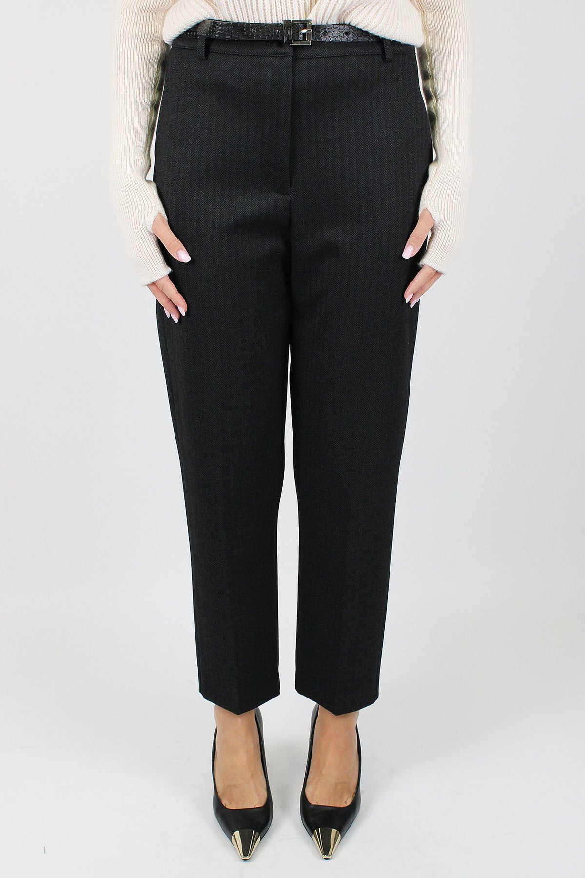 Haveone - Pantalone slim fantasia spigata