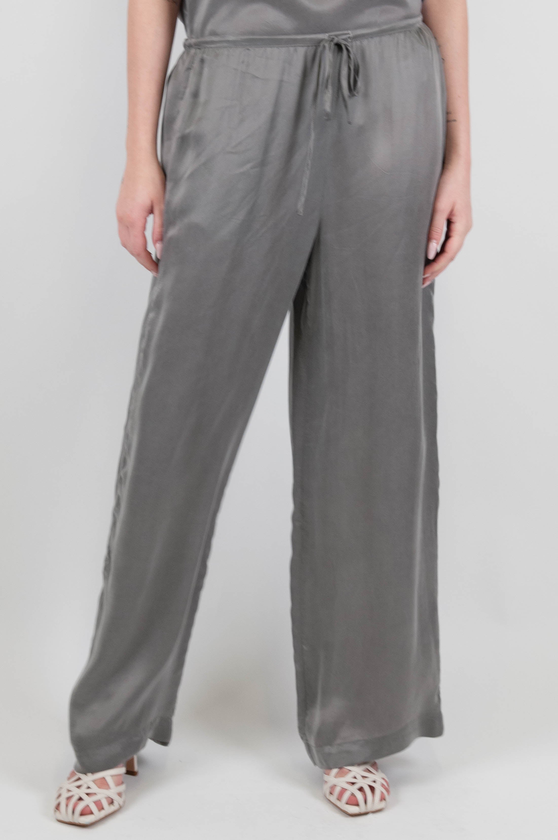 Tension in - Cupro palazzo trousers with drawstring