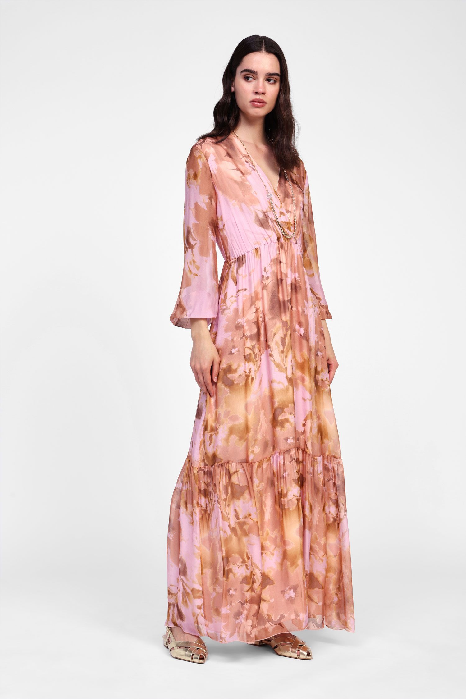 Dixie - Abito lungo fantasia floreale in viscosa leggera