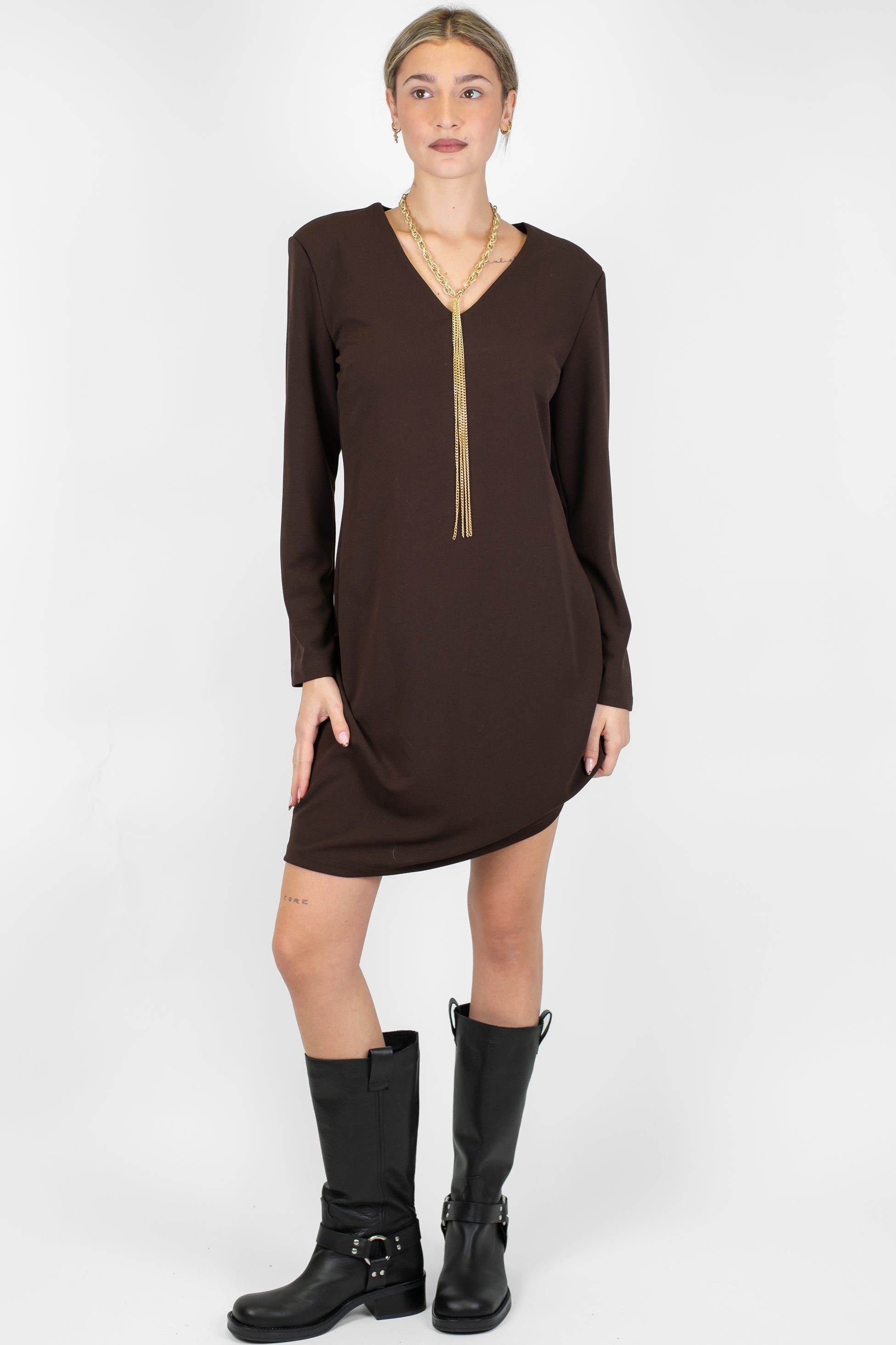 Motel - Abito corto manica lunga con collana