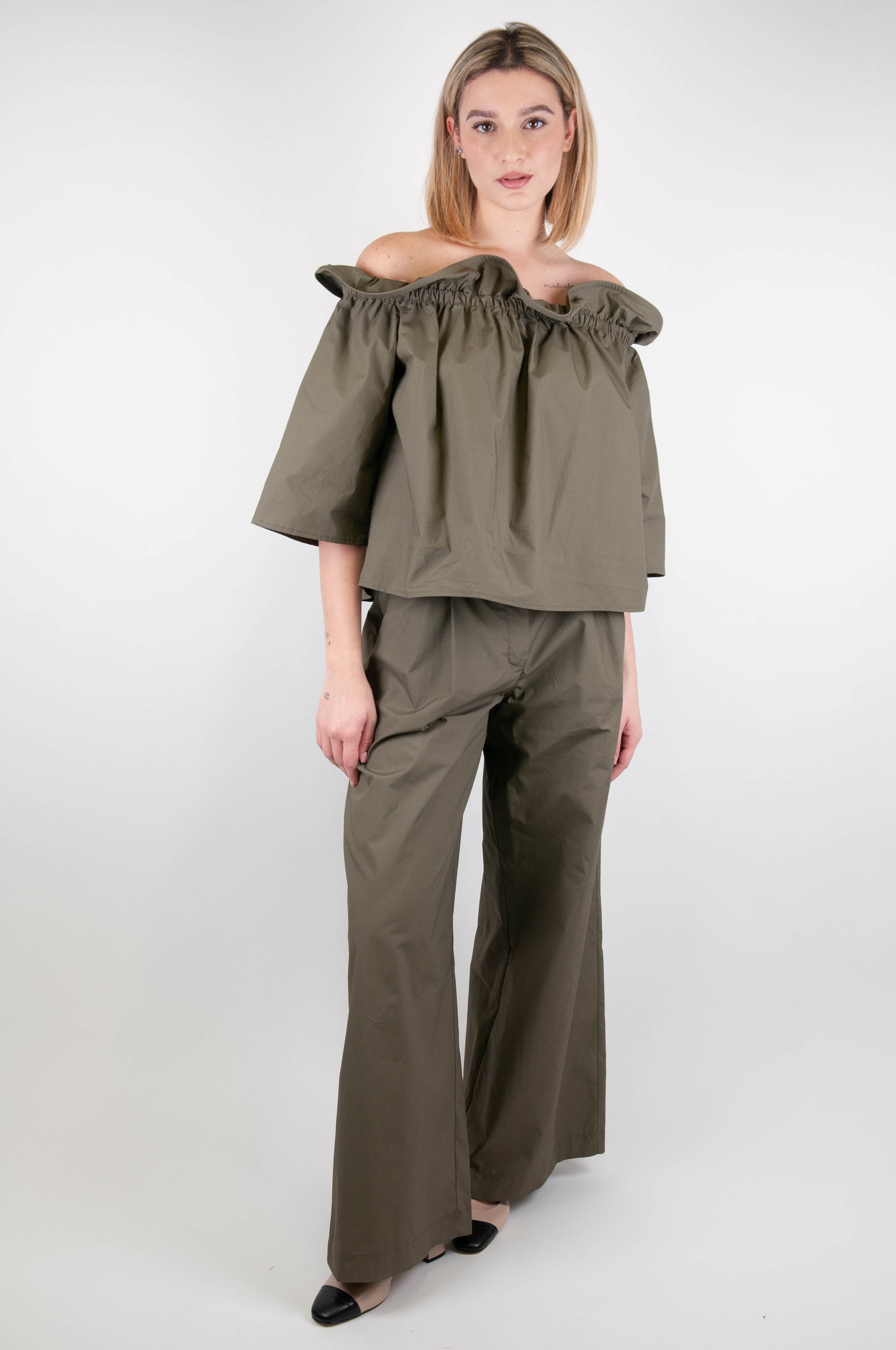 Dixie - Palazzo trousers with cotton pleats