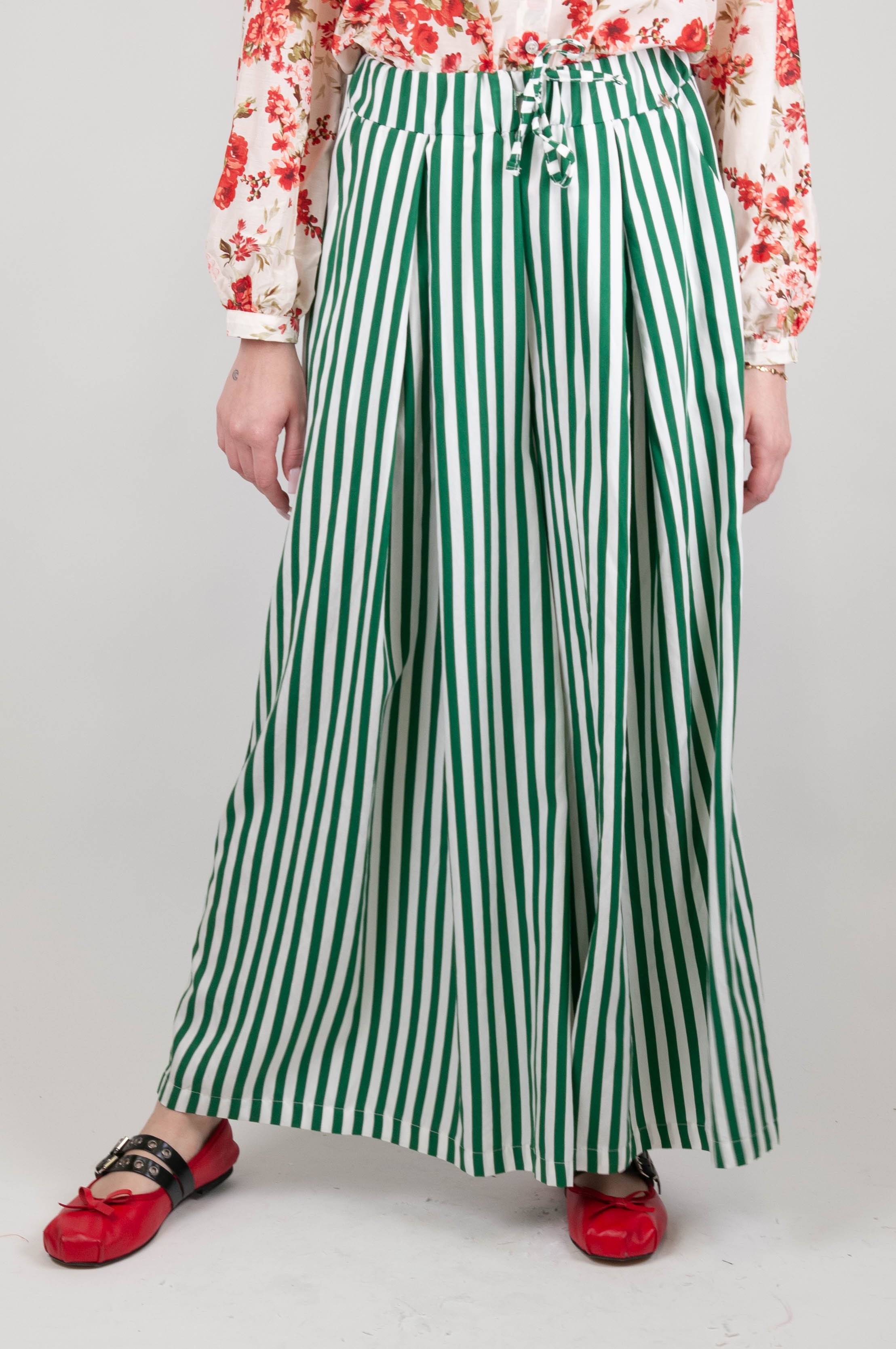 Souvenir - Striped palazzo trousers with drawstring