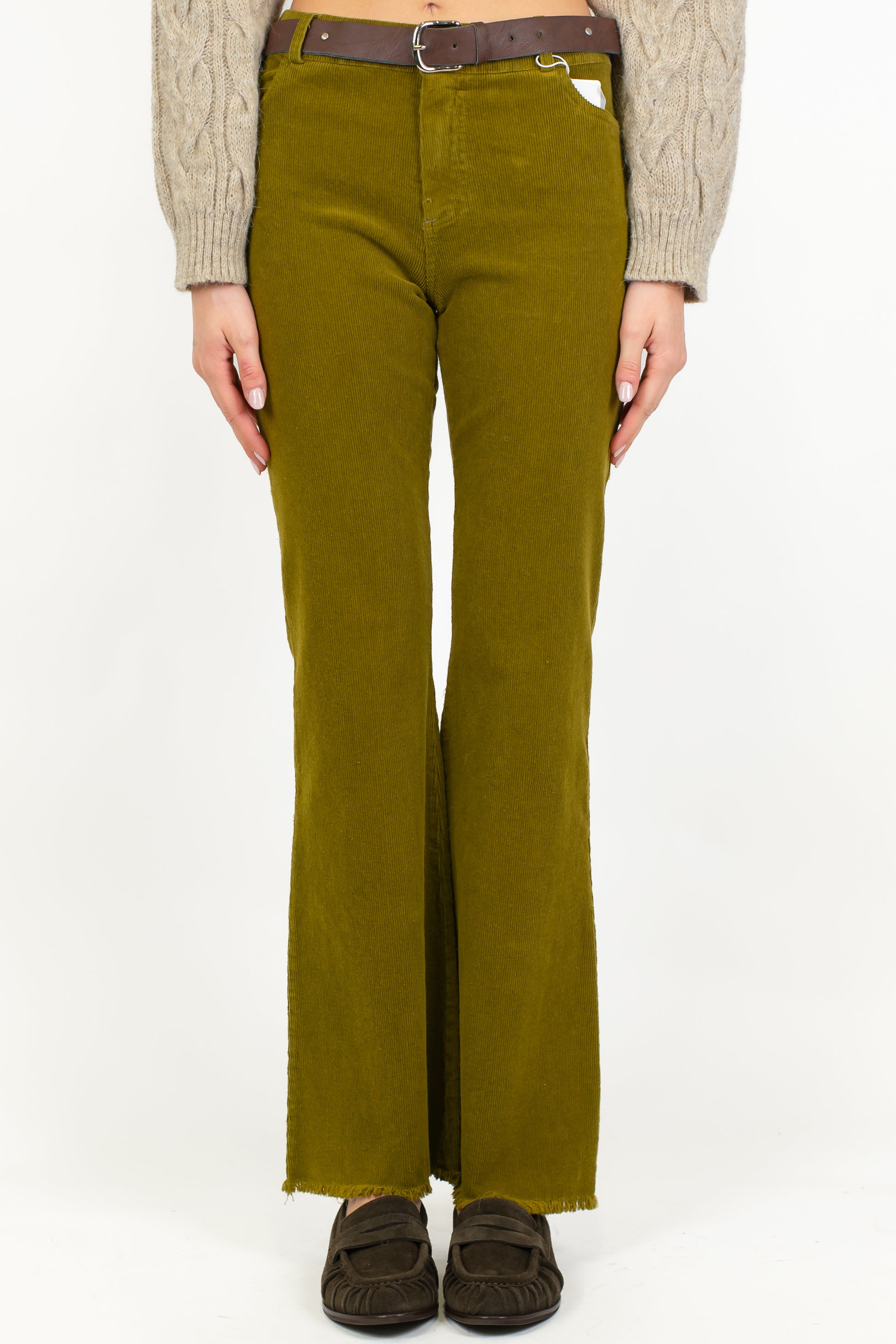 Motel - Pantalone a zampa in velluto millerighe