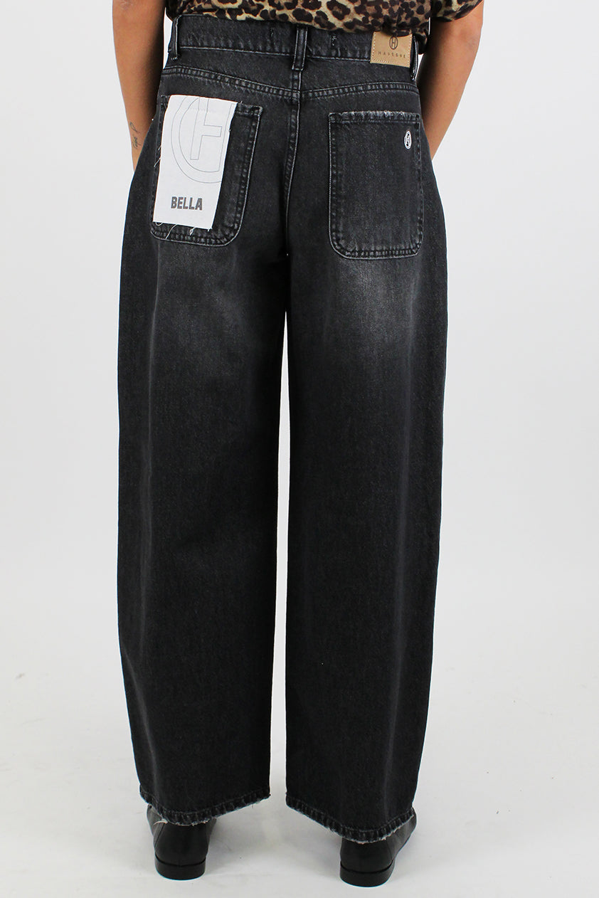 Haveone - Jeans palazzo lavaggio nero modello Bella