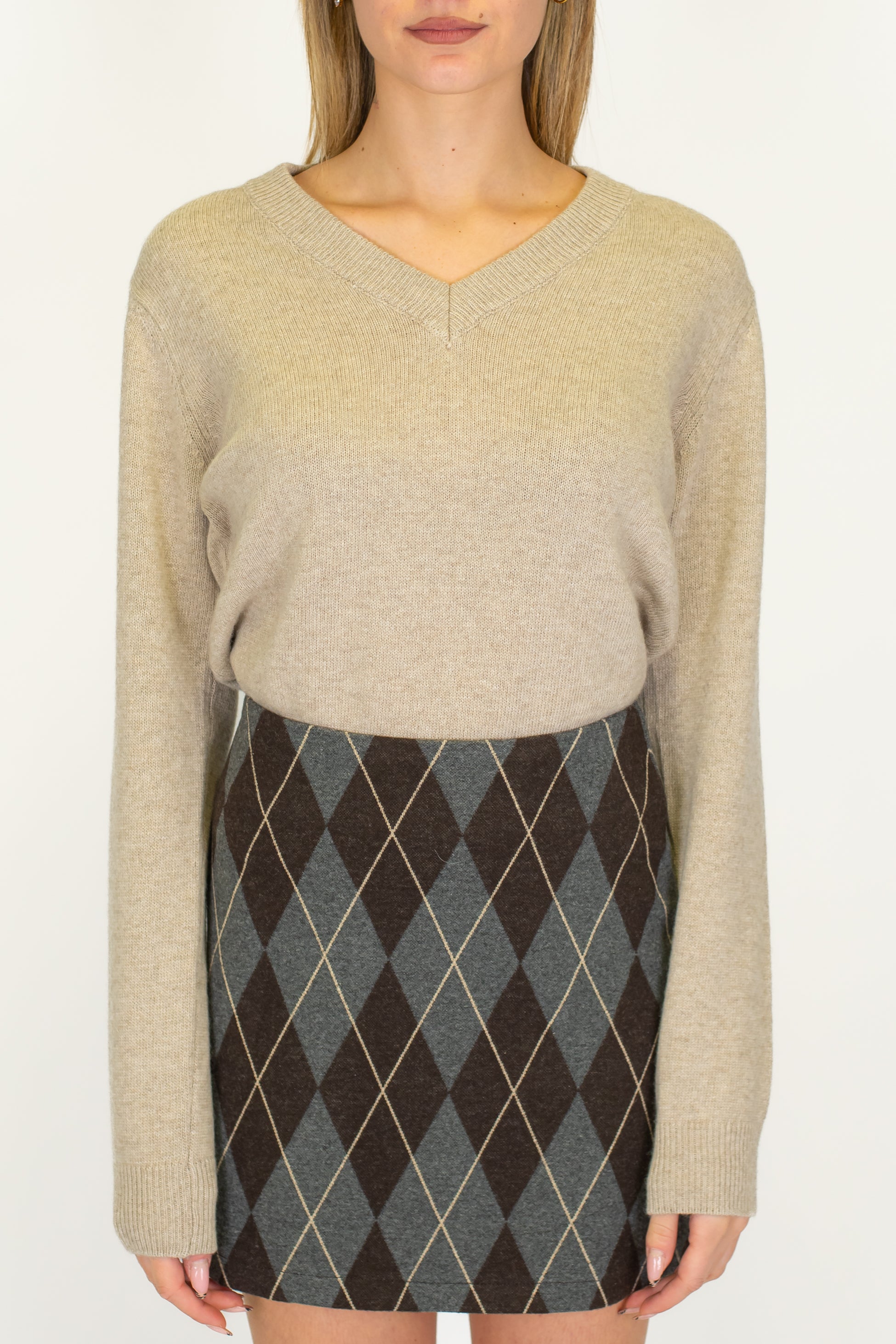 Tensione in - Maglia scollo a V in misto lana e cashmere