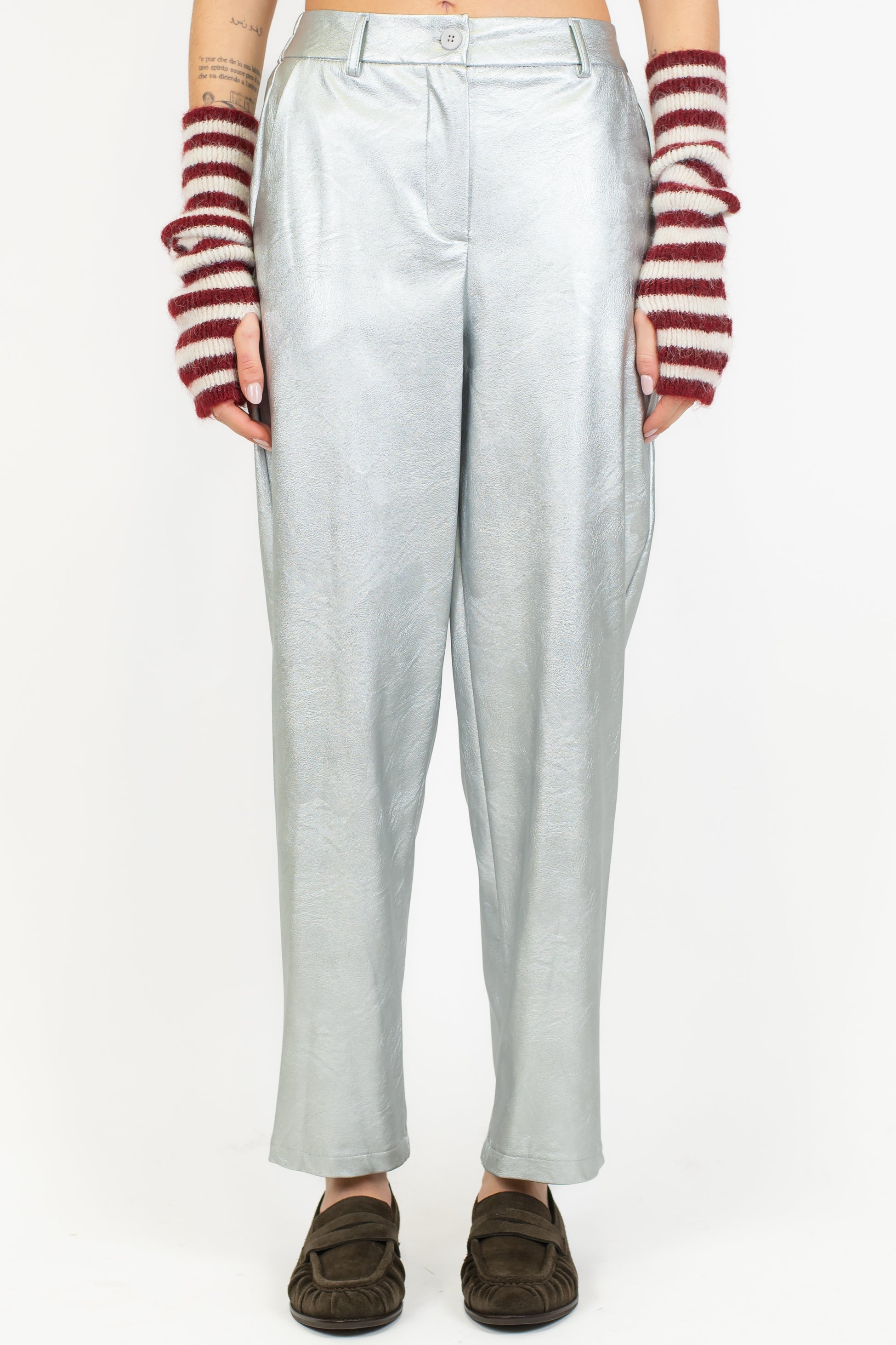 Tensione in - Pantalone ecopelle spalmato con elastico sul retro