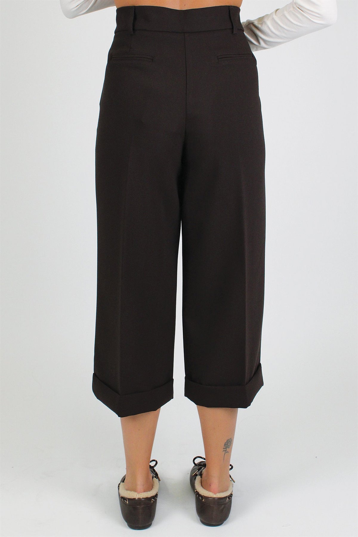 Tensione in - Pantalone palazzo crop con chiusura a scomparsa
