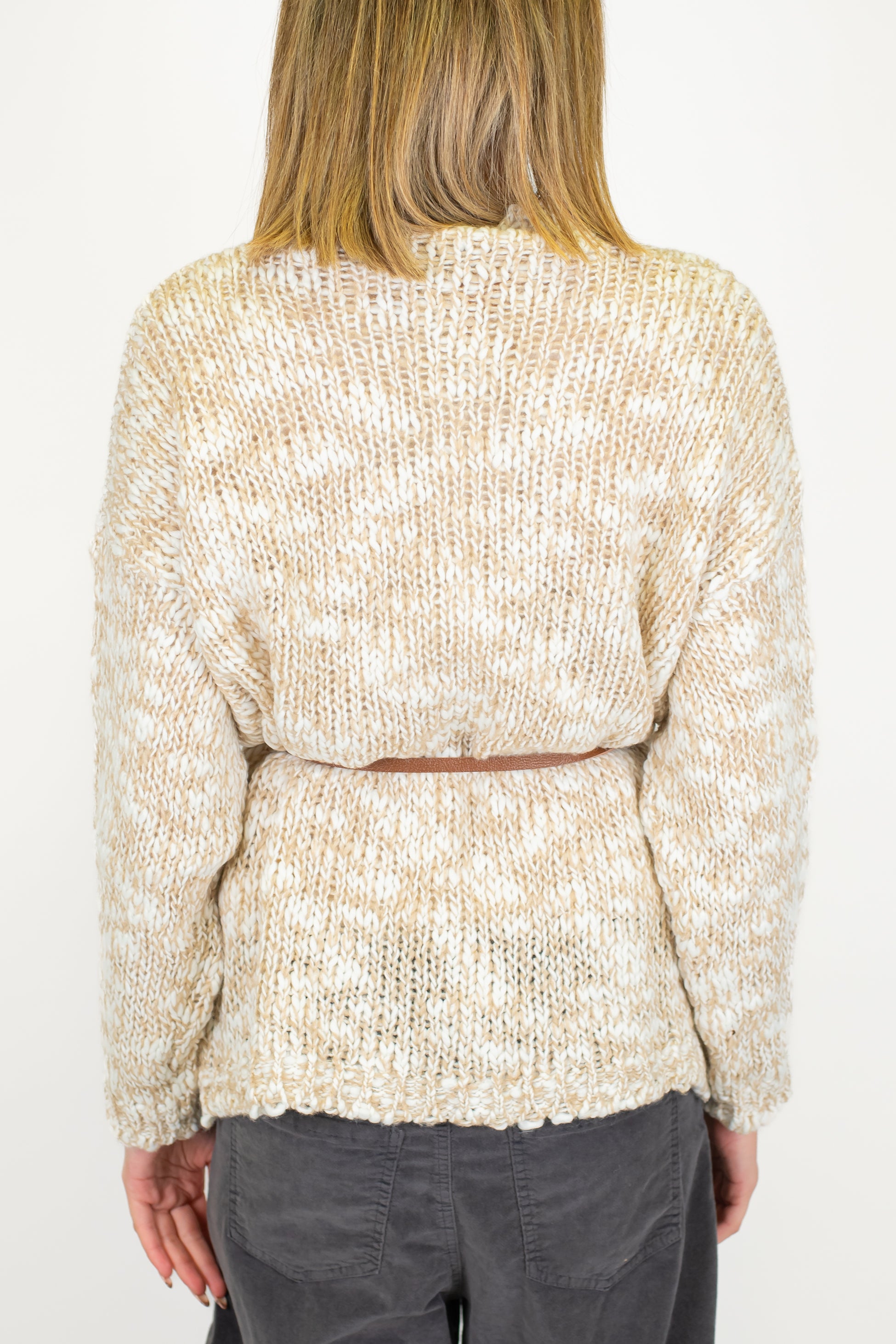 Motel - Cardigan over in misto lana con cintura