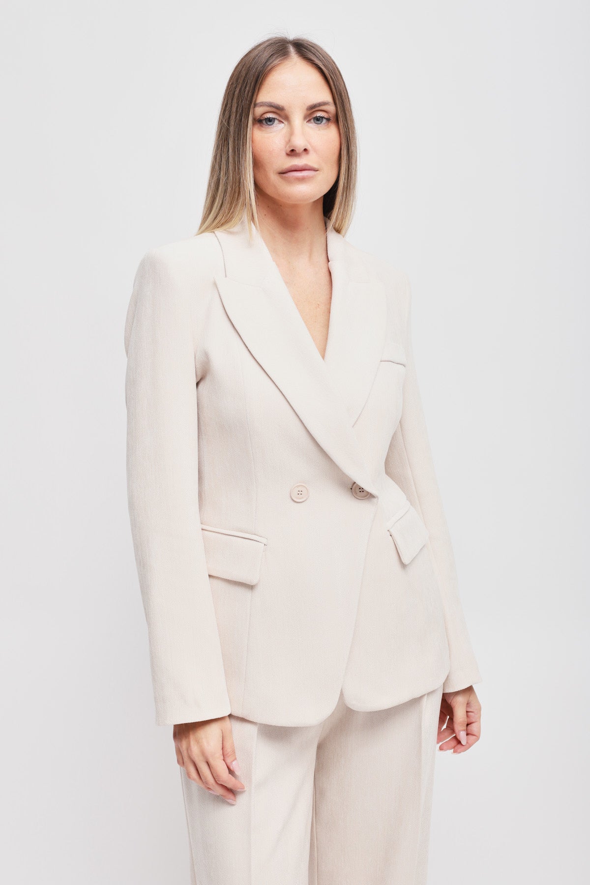 Maryley - Giacca doppiopetto fantasia spigata in velluto