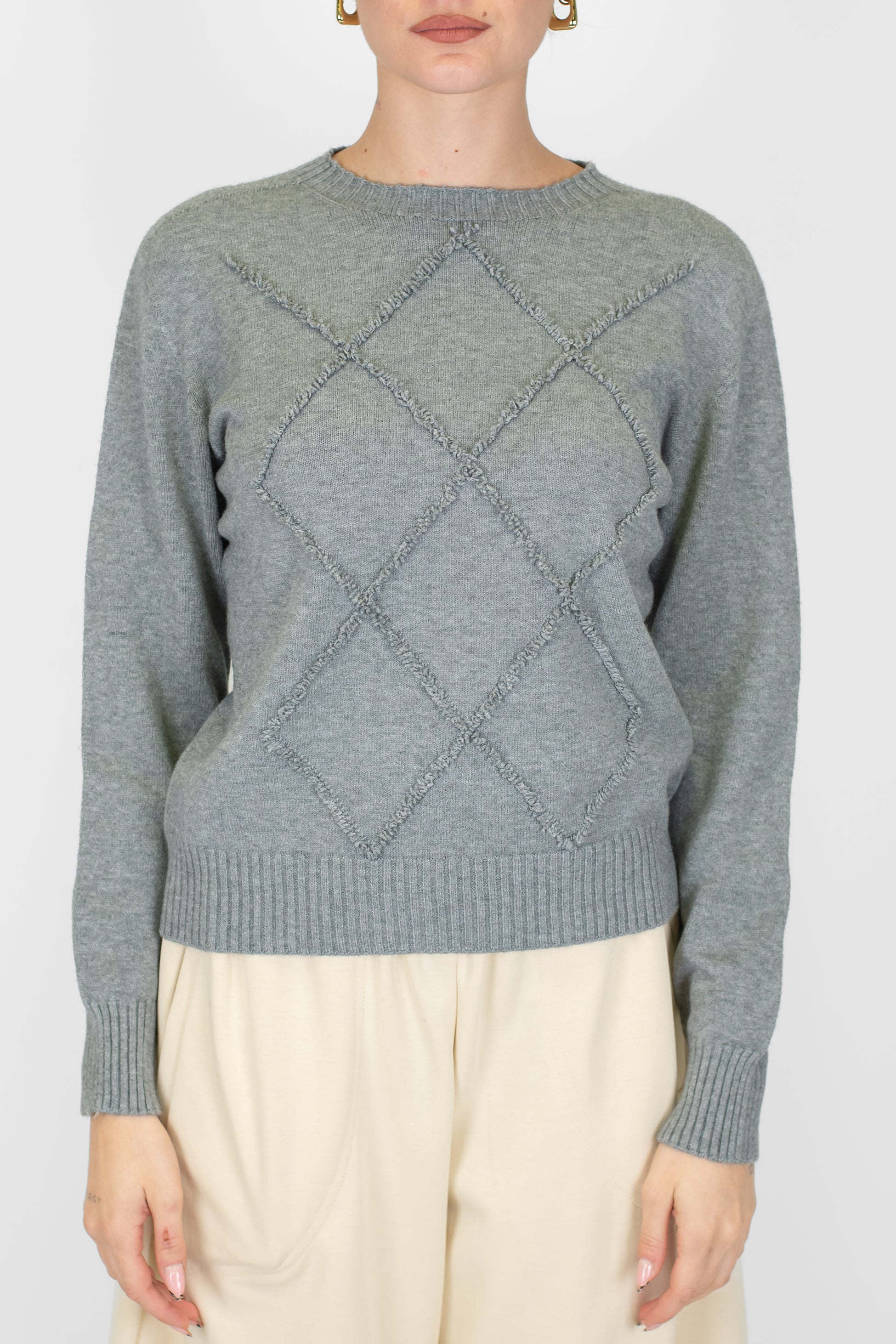 Motel - Maglia girocollo con rombi ricamati