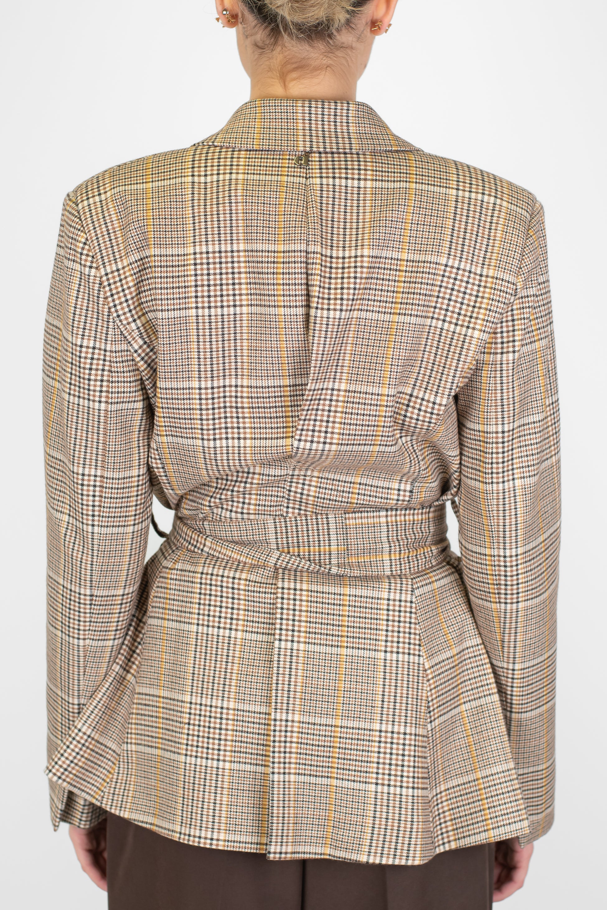 Dixie - Giacca fantasia pincipe di galles con cintura in tessuto