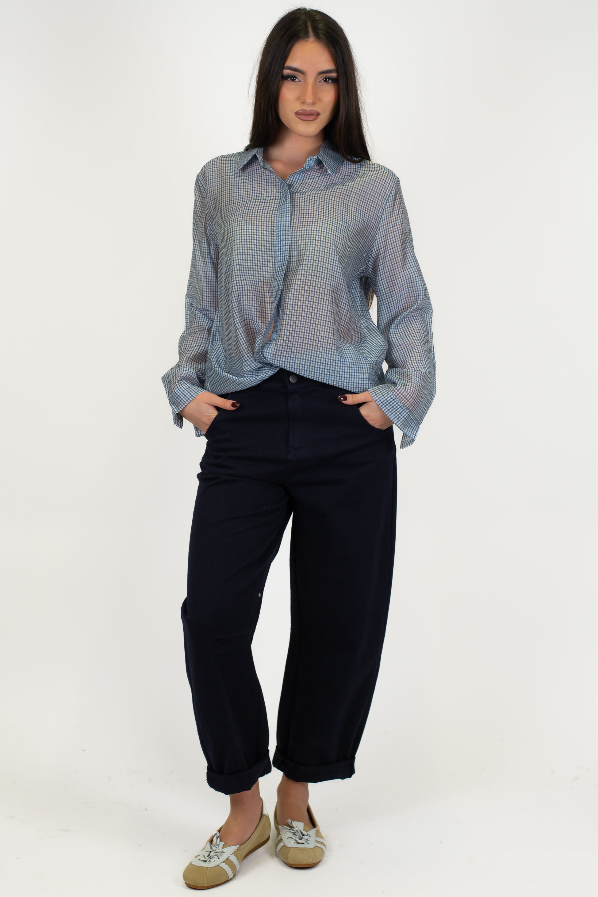 Tensione in - Pantalone balloon in denim colorato