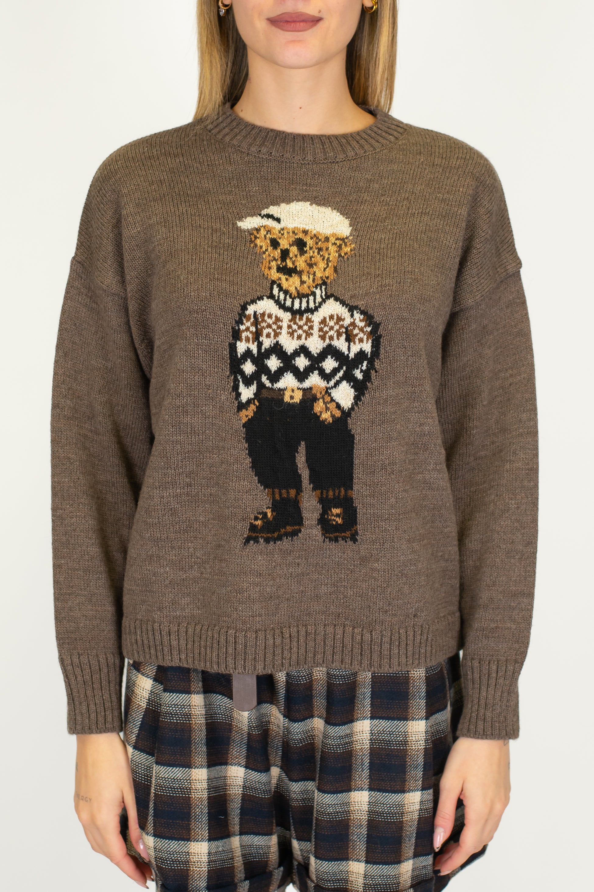 Tensione in - Maglia con orsetto in misto lana