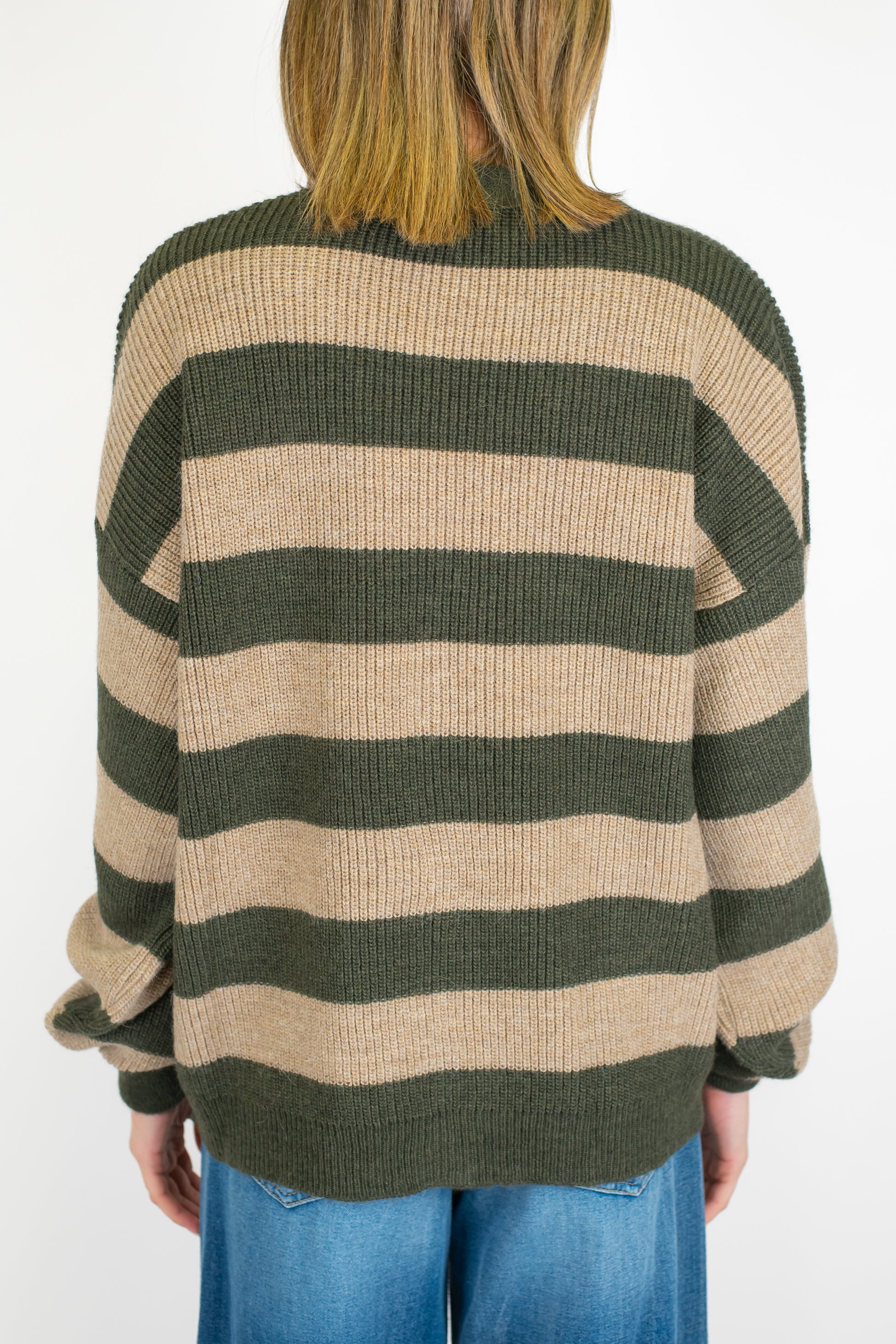 Kontatto - Cardigan over fantasia righe a contrasto in misto lana