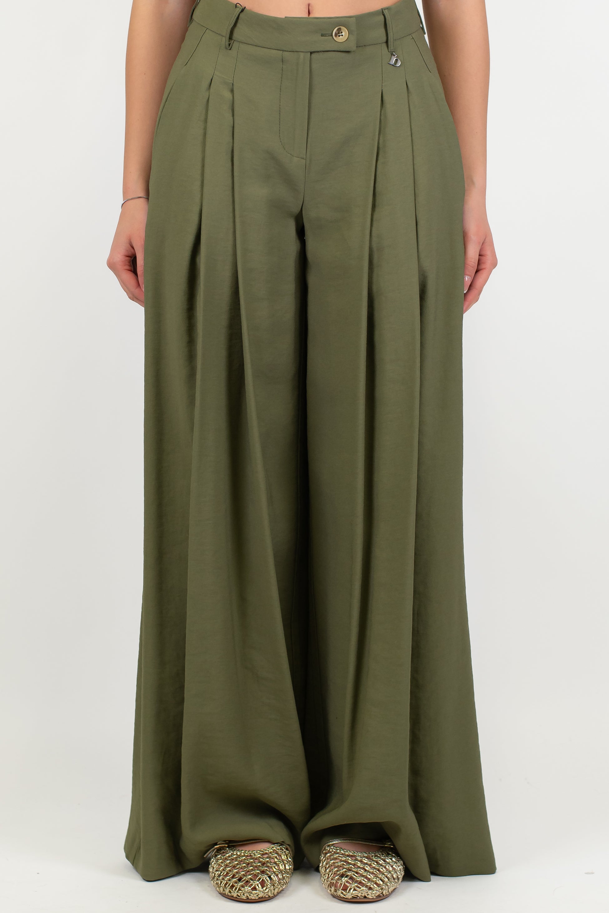 Dixie - Pantalone palazzo in viscosa leggera con pinces