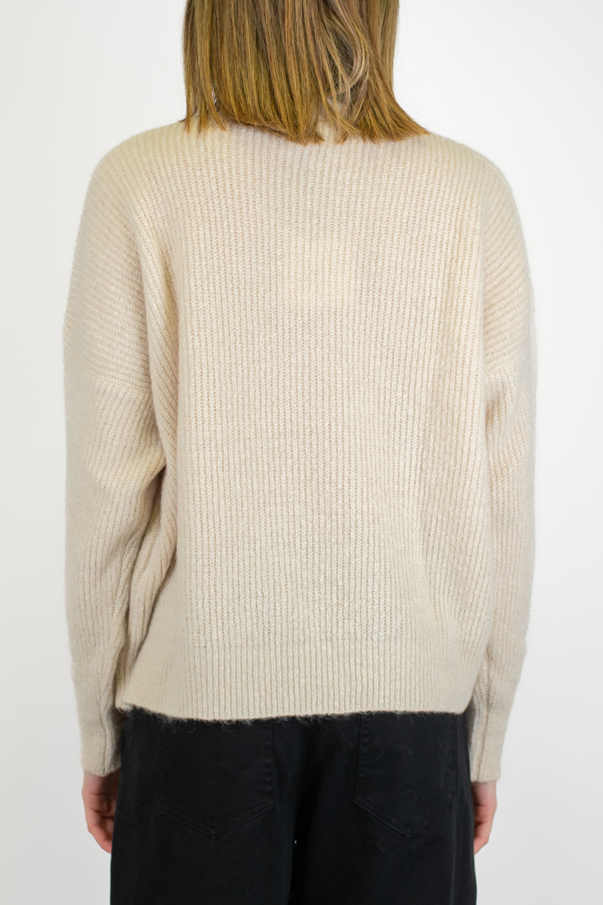 Tensione in - Maglia a scatola in misto lana con costine