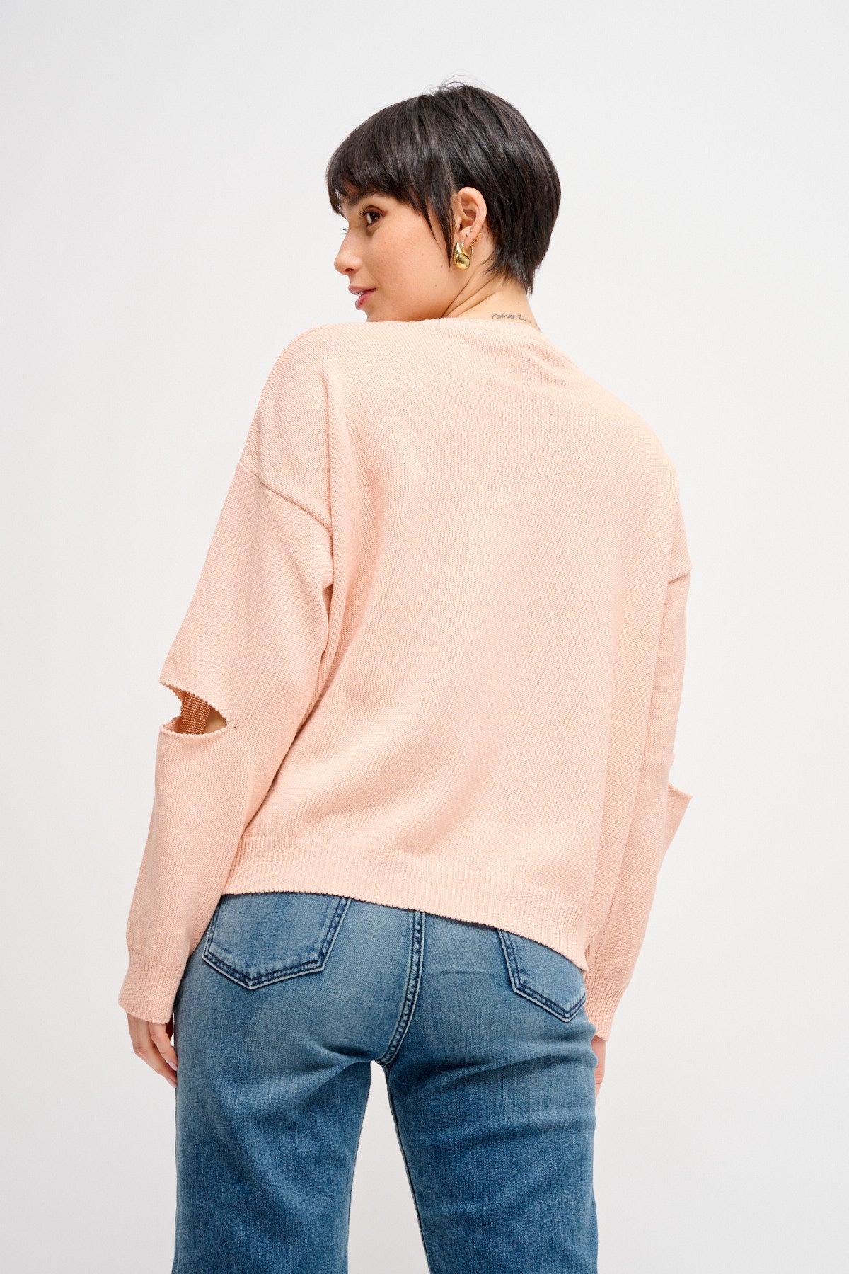 Maryley - Maglia girocollo con spacchetti sui gomiti