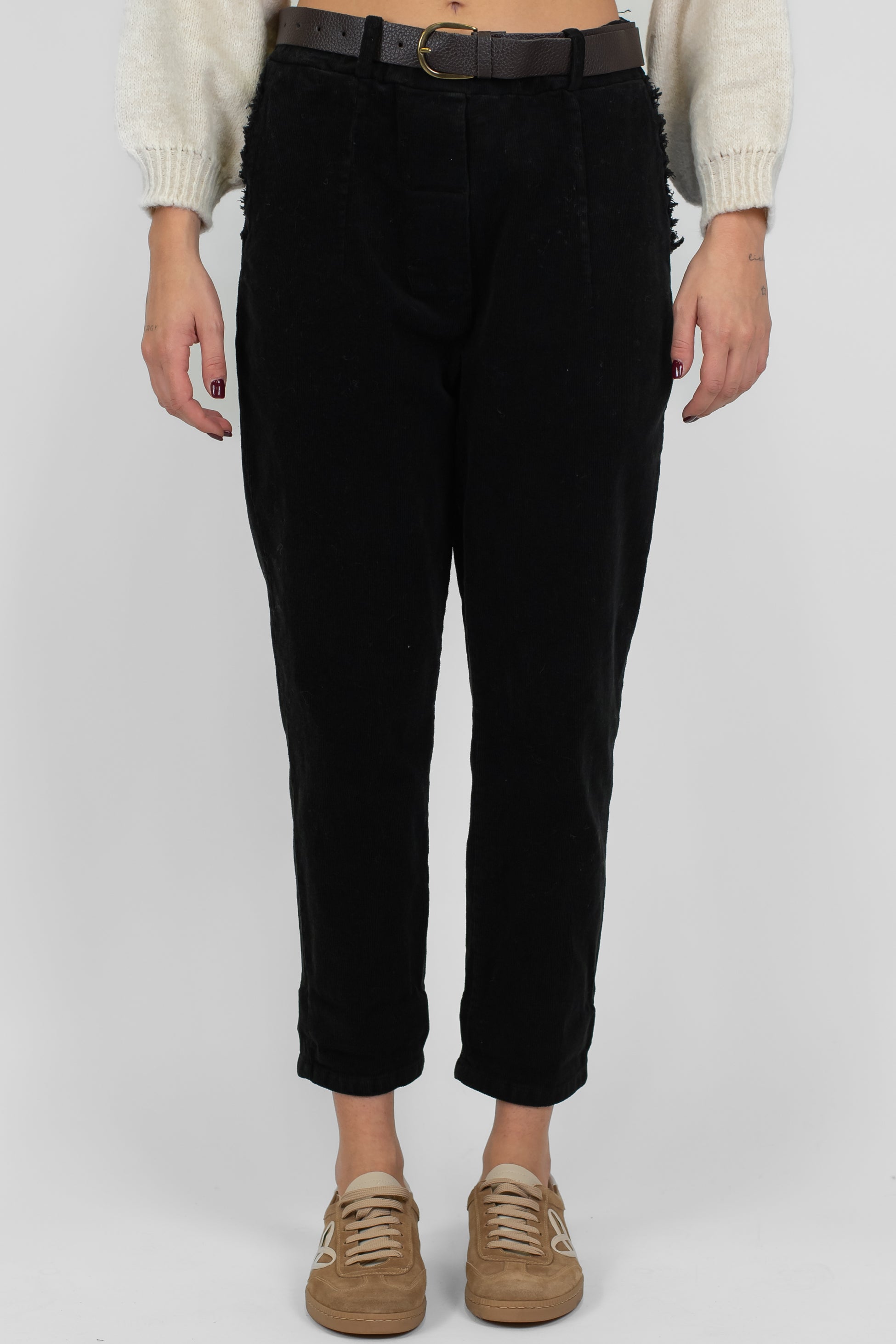 Motel - Pantalone in velluto con tasca sfrangiata