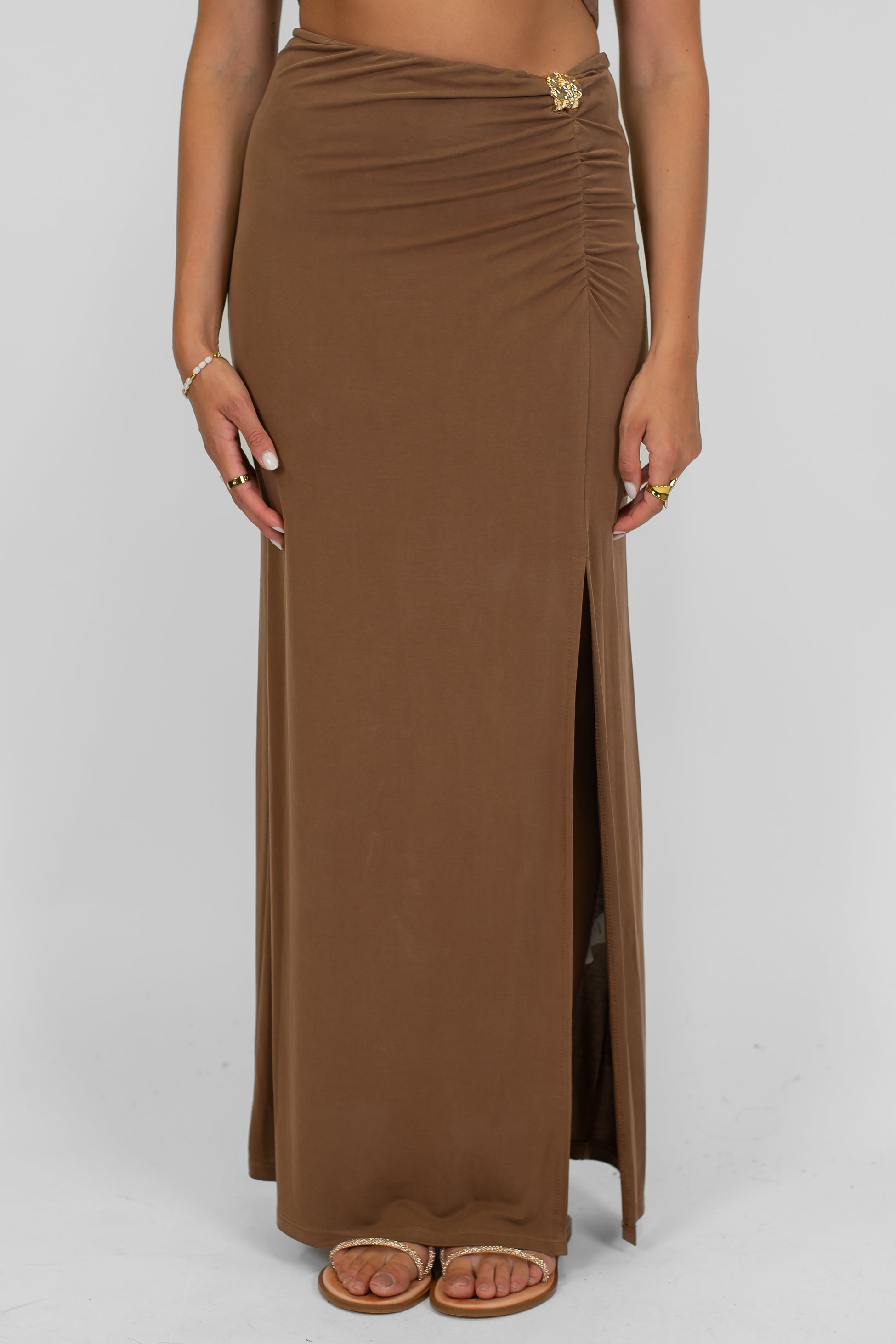 Haveone - Gonna con spacco laterale e spilla gioiello