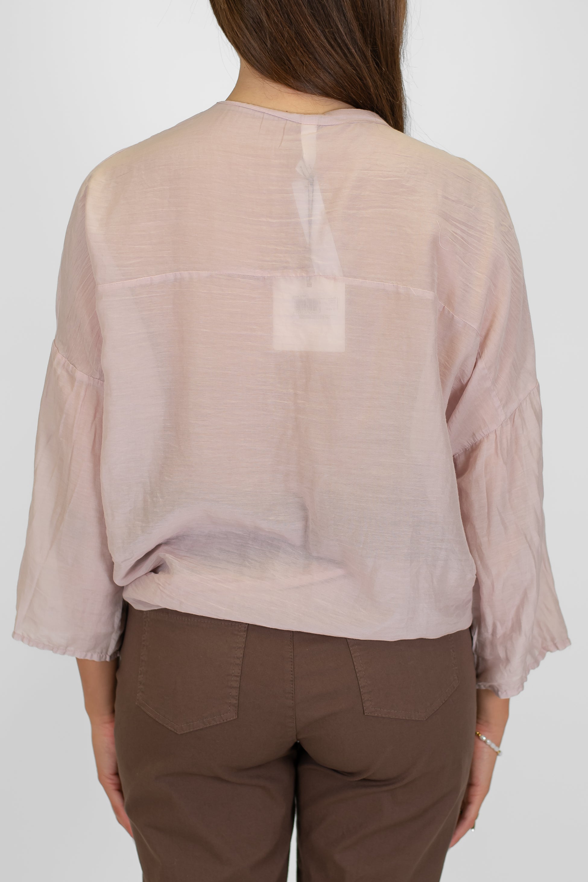 Tensione in - Camicia tinta unita in misto seta con collo coreano