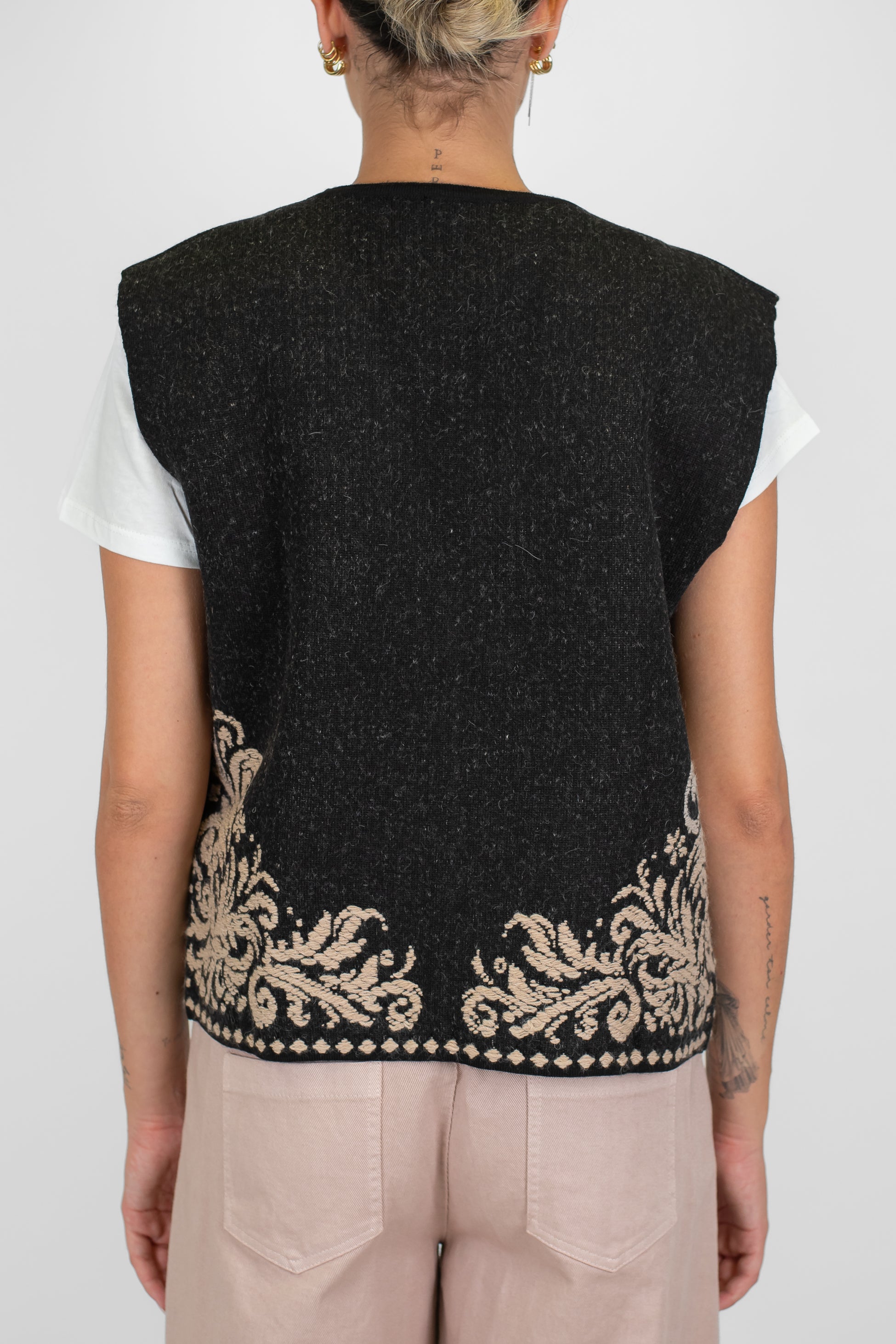 Motel - Gilet aperto fantasia astratta in misto lana