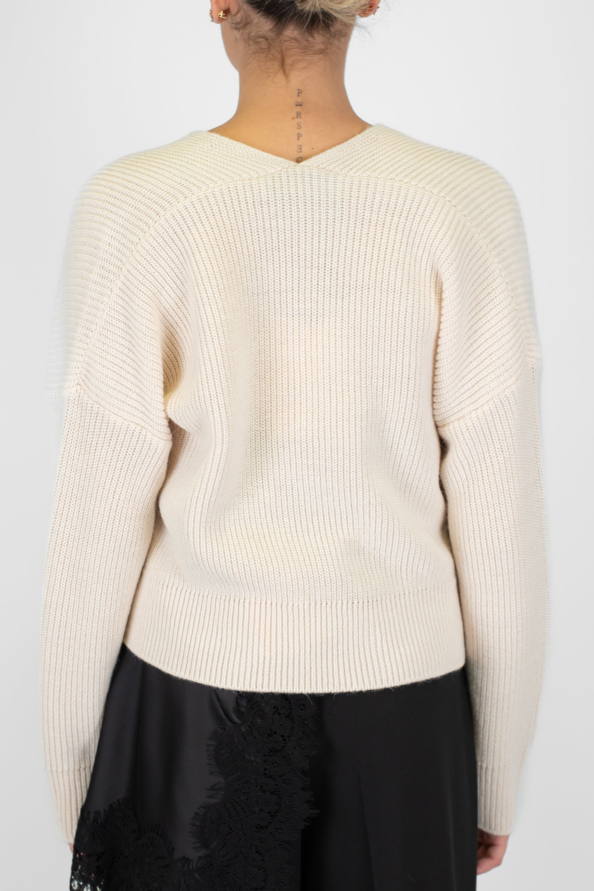 Haveone - Cardigan crop in misto lana scollo a V con chiusura ad incrocio